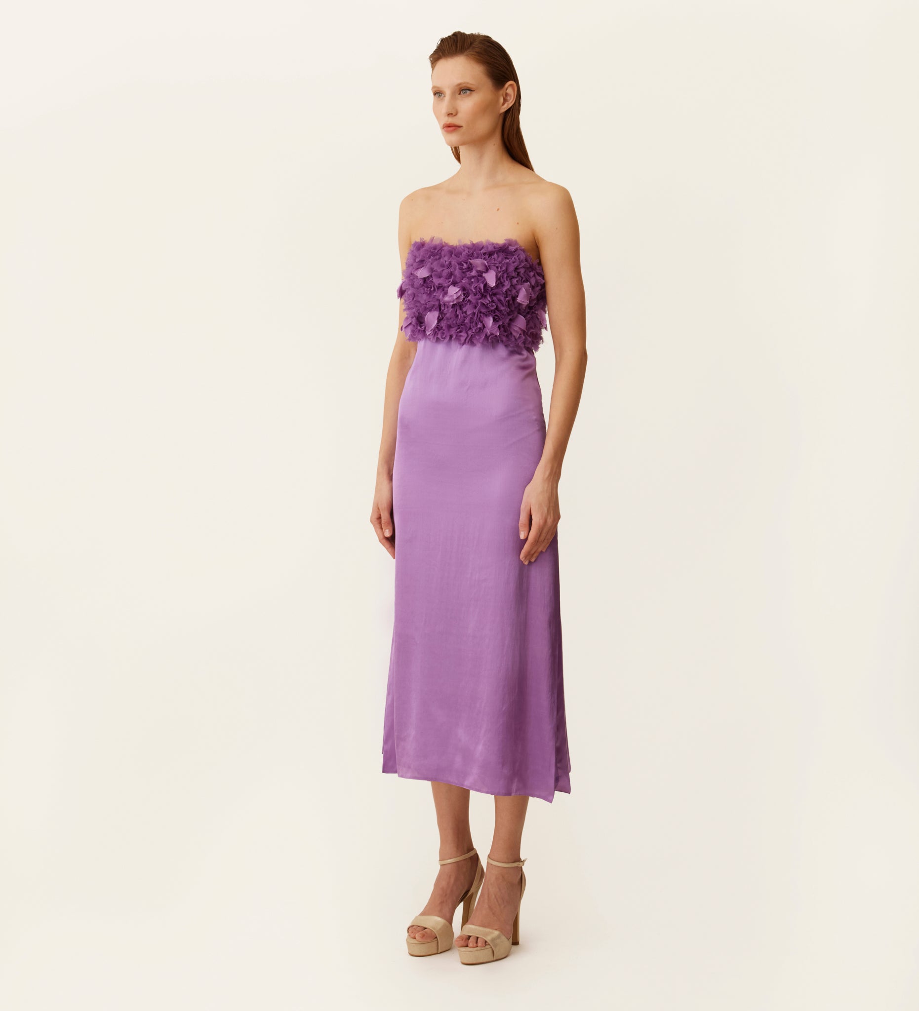 Strappy satin midi dress