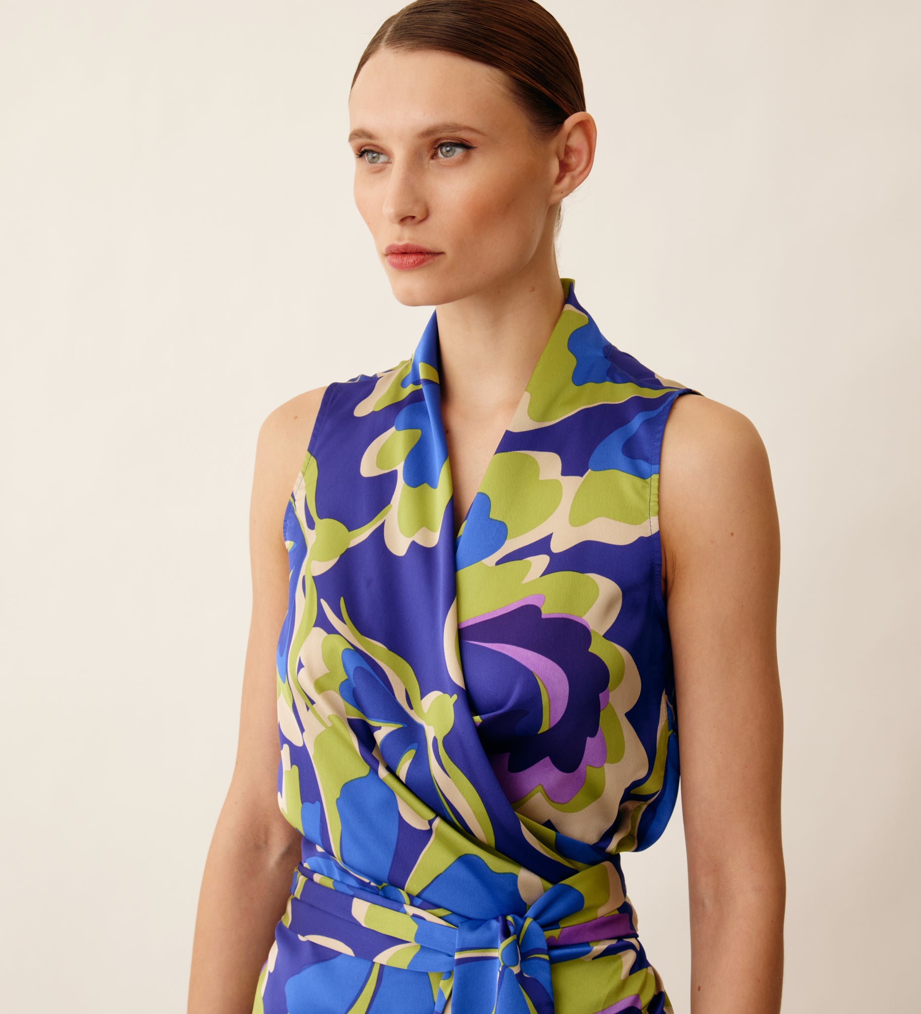 Top de satén estampado