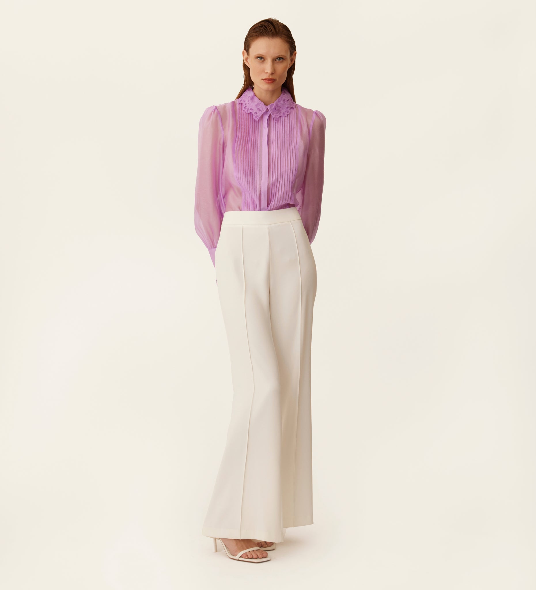 Long sleeve organza blouse