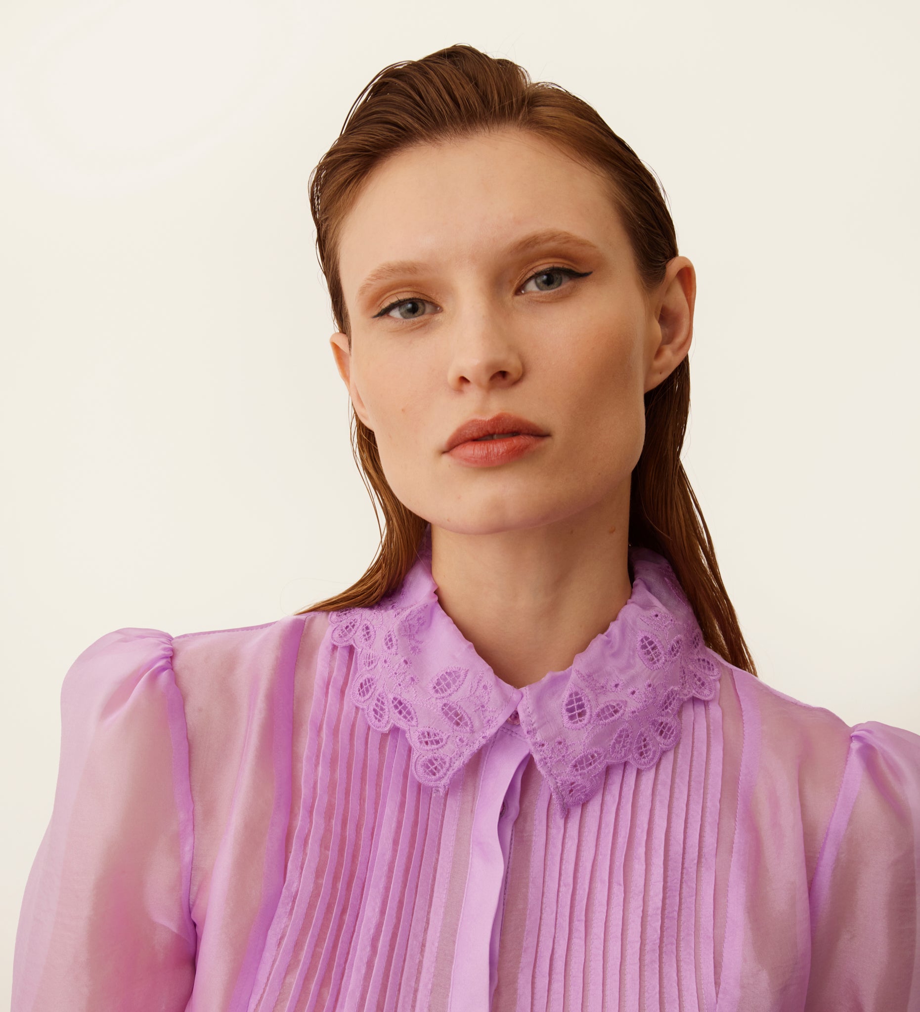 Long sleeve organza blouse
