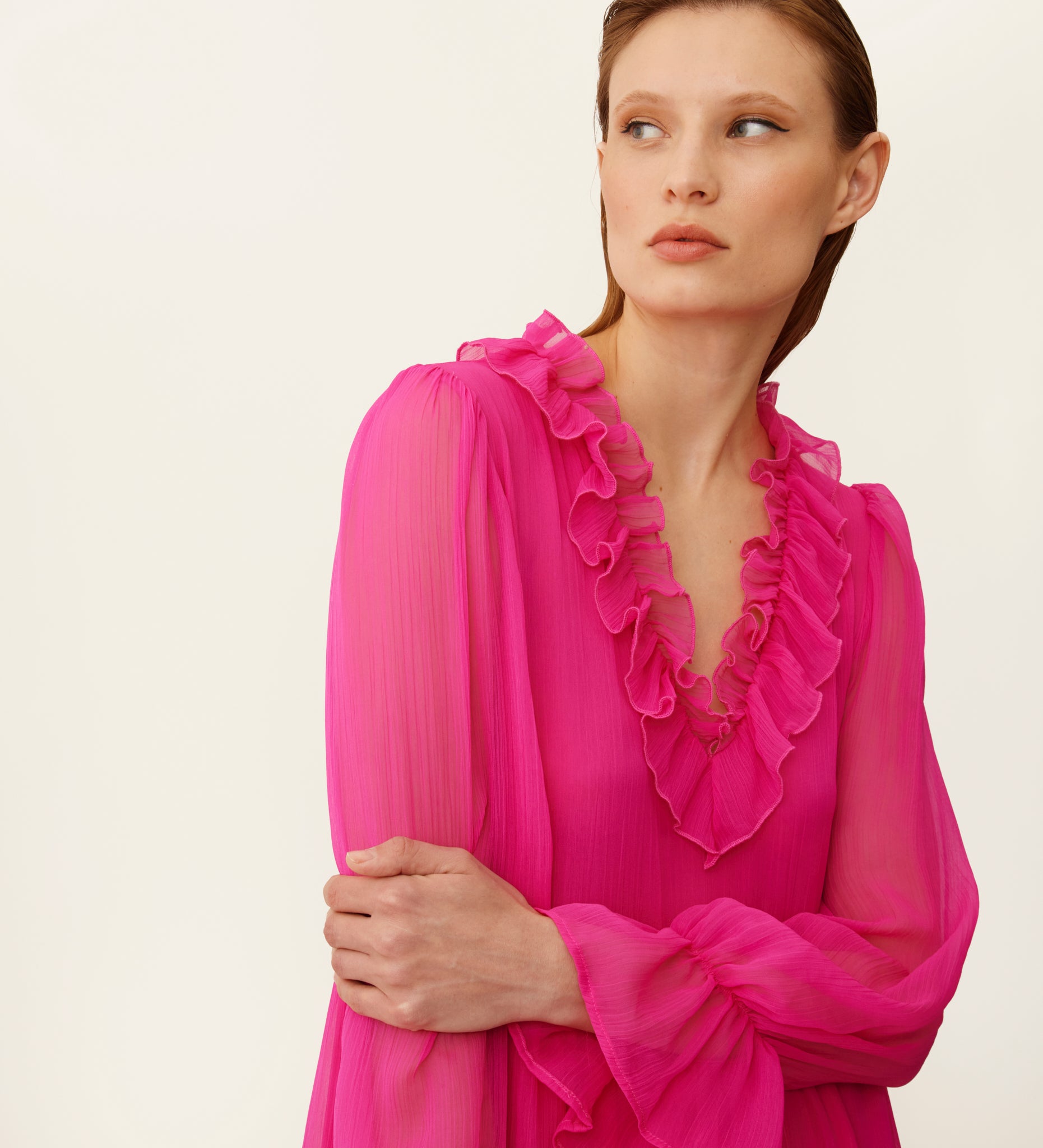 Long flowing chiffon dress