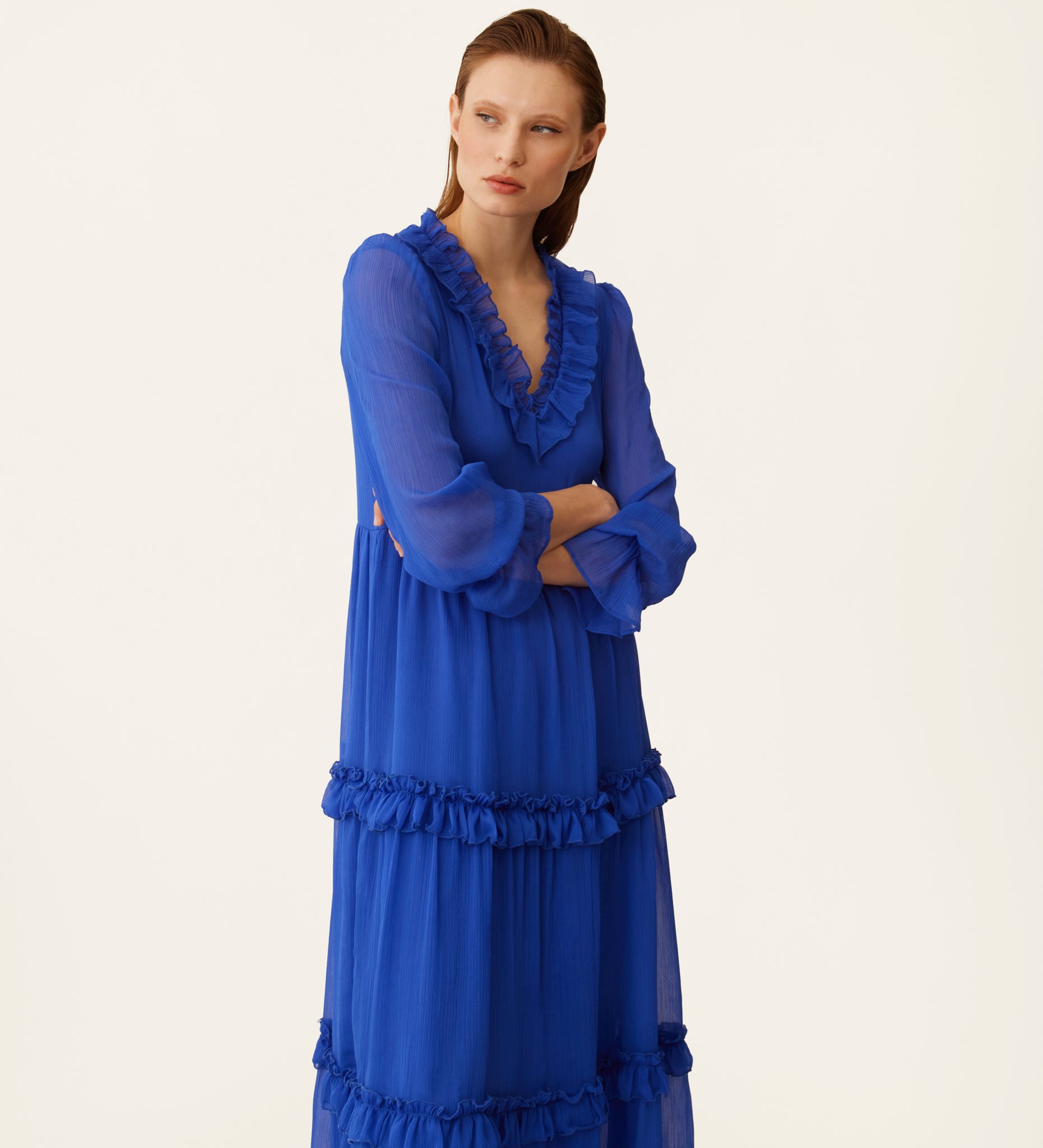 Long flowing chiffon dress