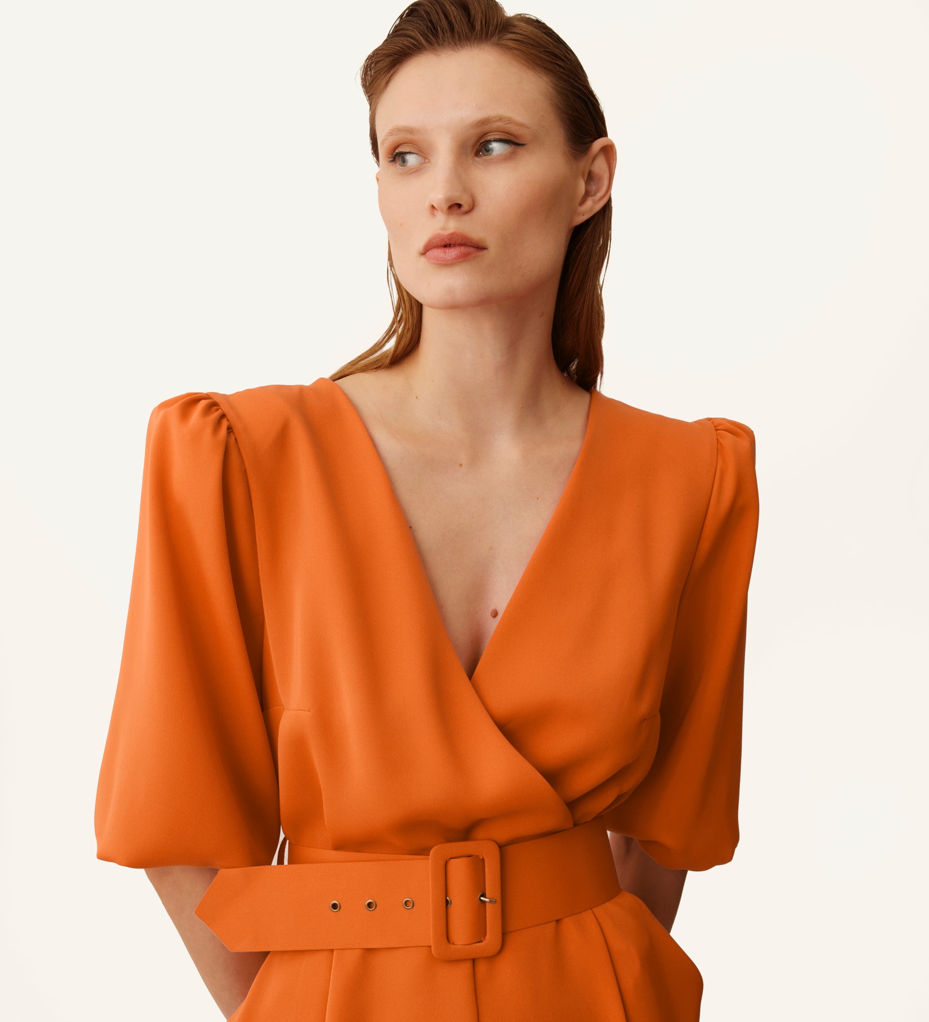 Crepe jumpsuit with sleeves