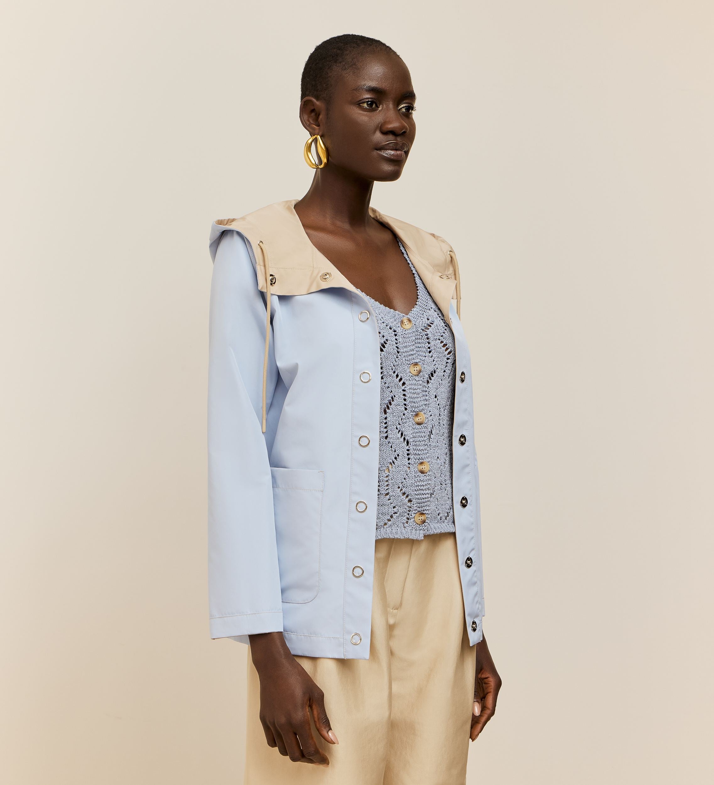 Parka corta reversible cinturón