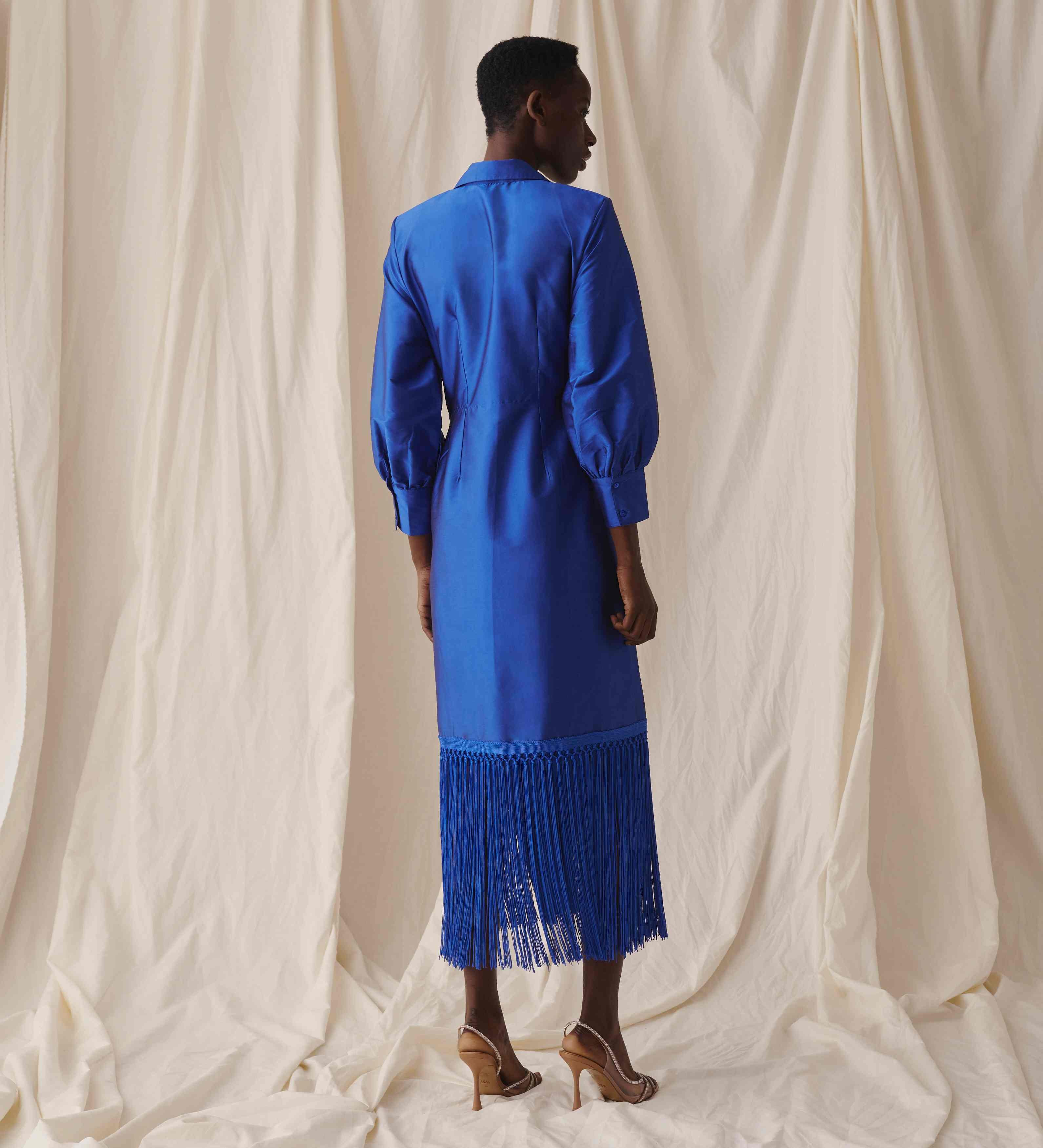 Fringe taffeta dress