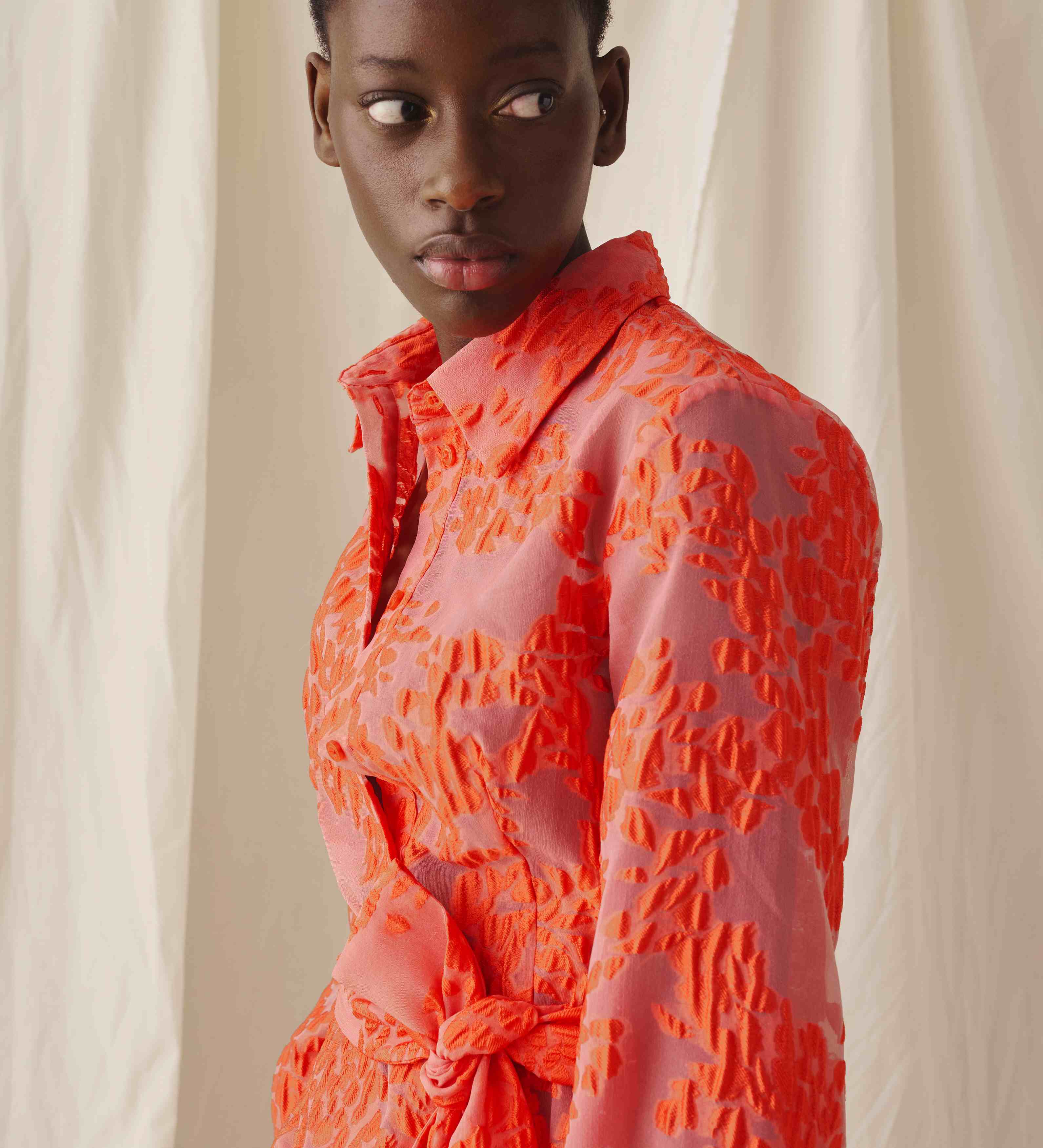 Jacquard shirt dress