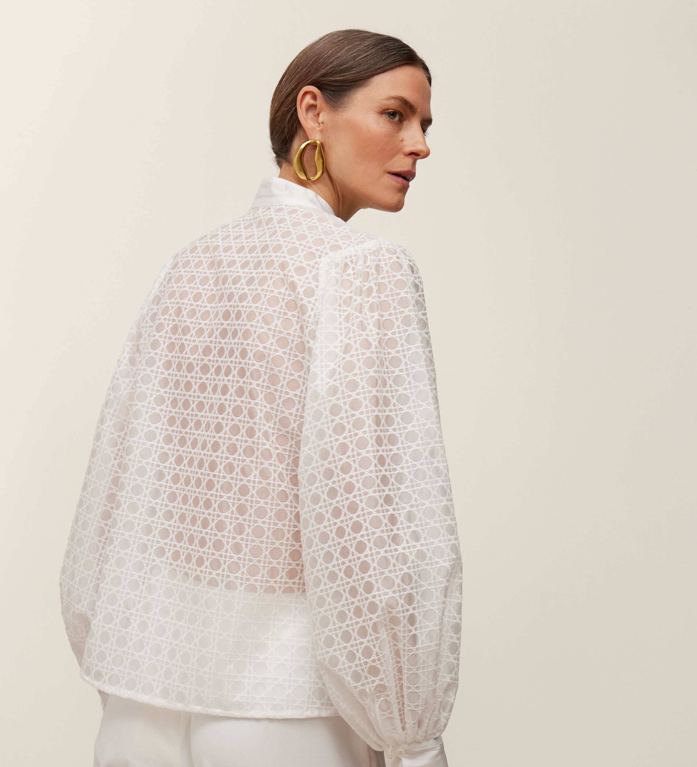 Embroidered organza shirt