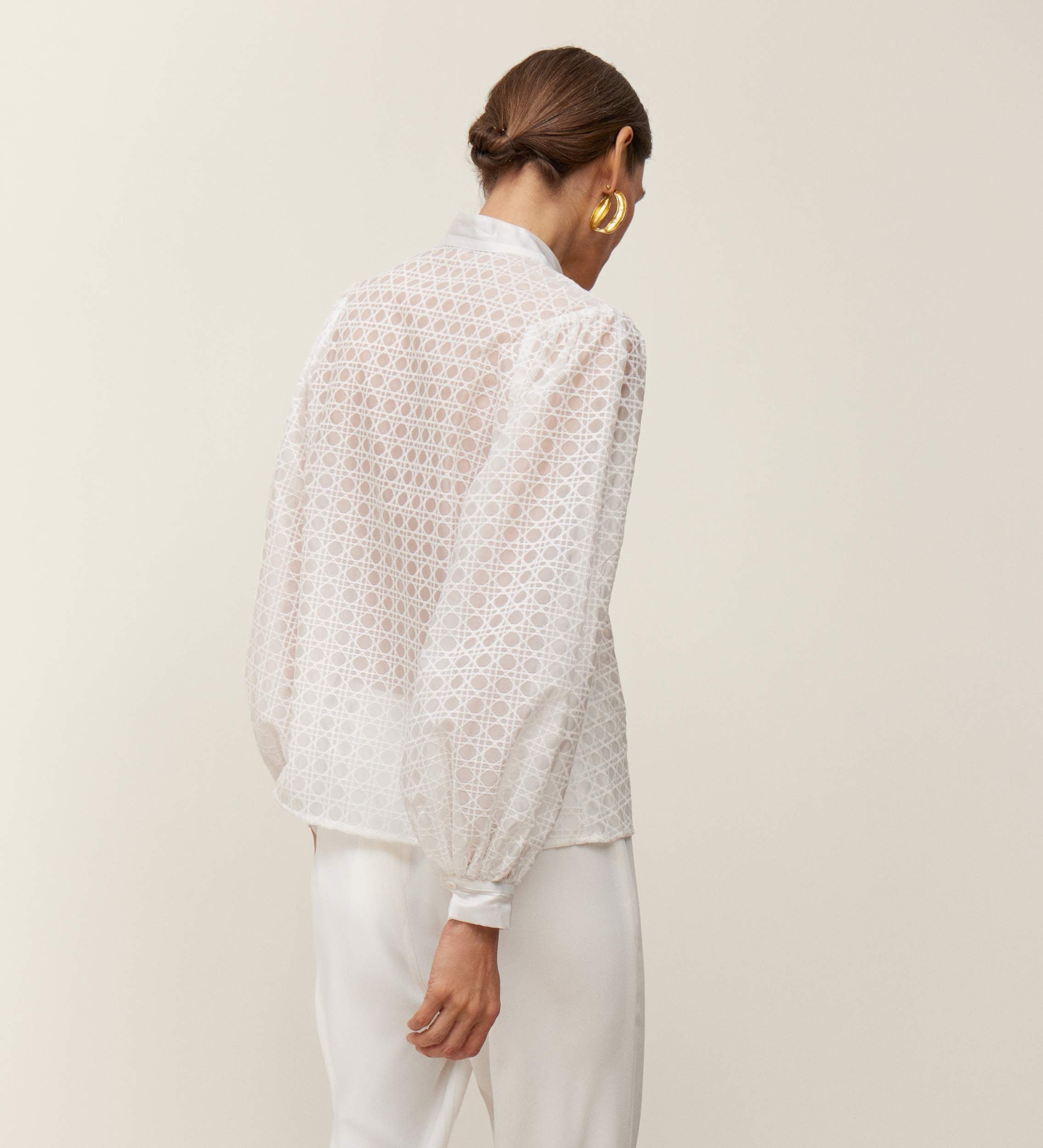 Embroidered organza shirt
