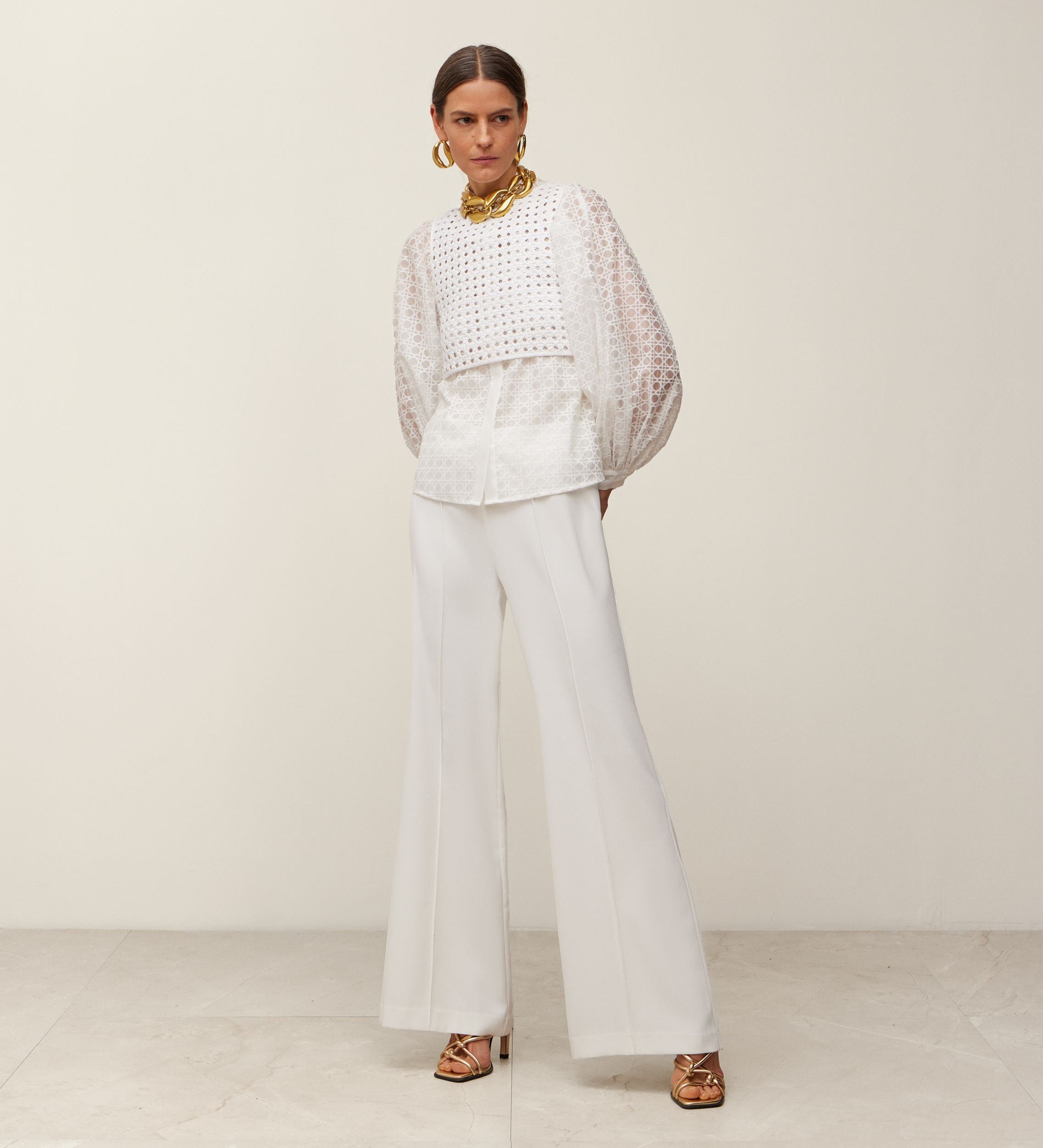 Pantalon crêpe évasé