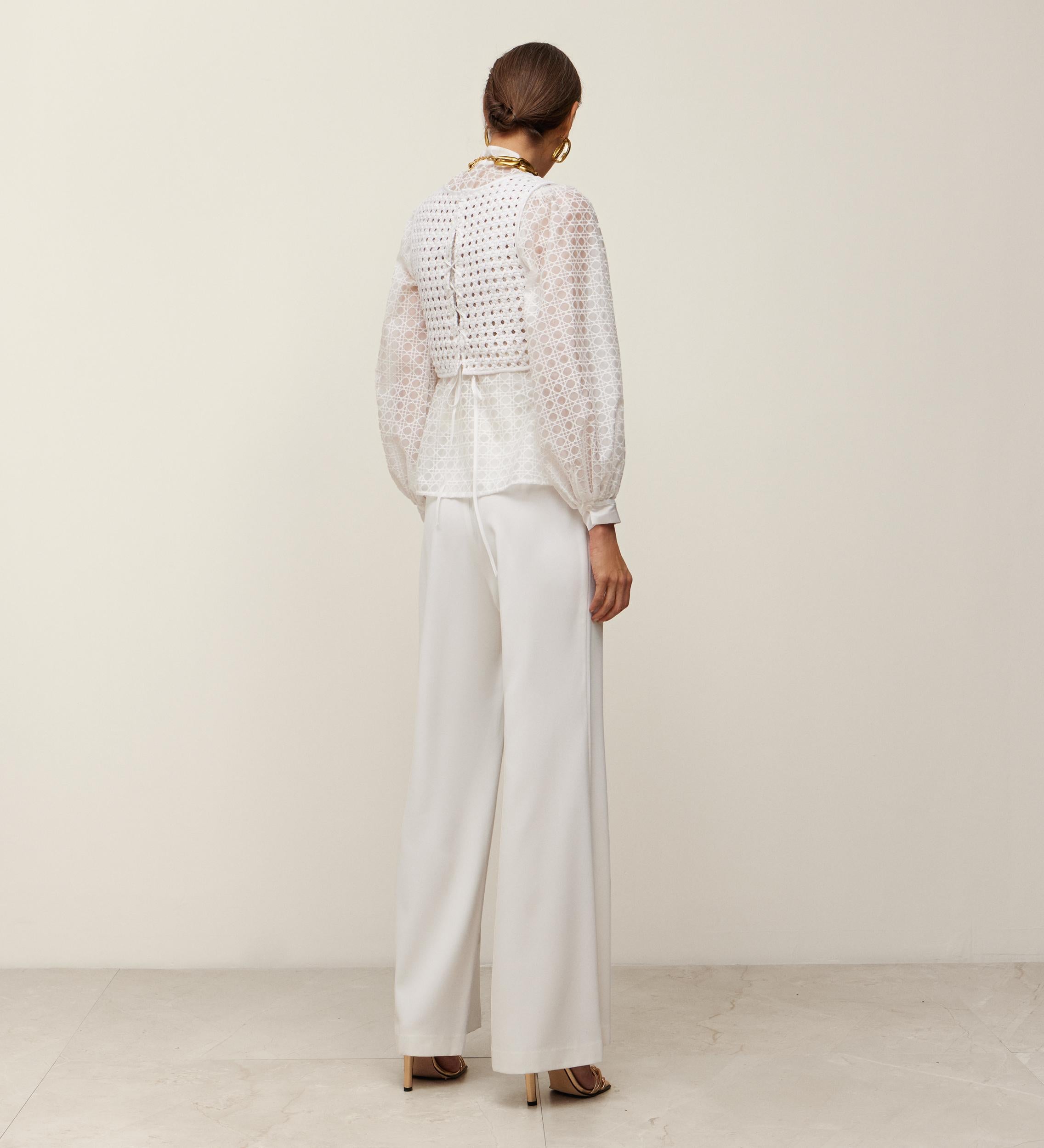 Pantalon crêpe évasé