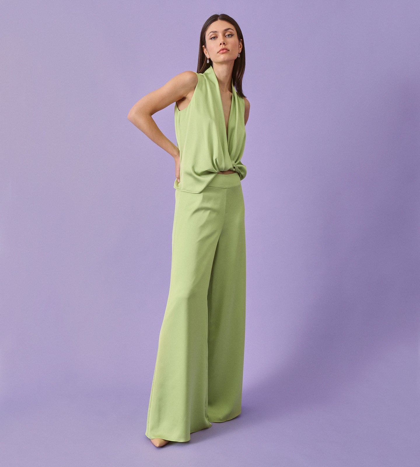 Pantalón satén ancho