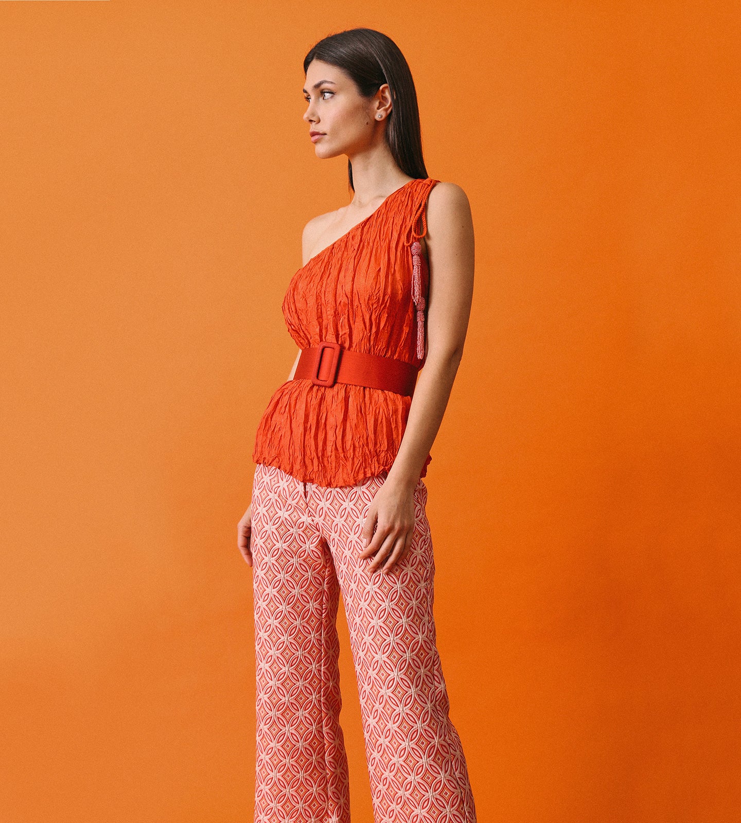 Top asymétrique plissé manuel