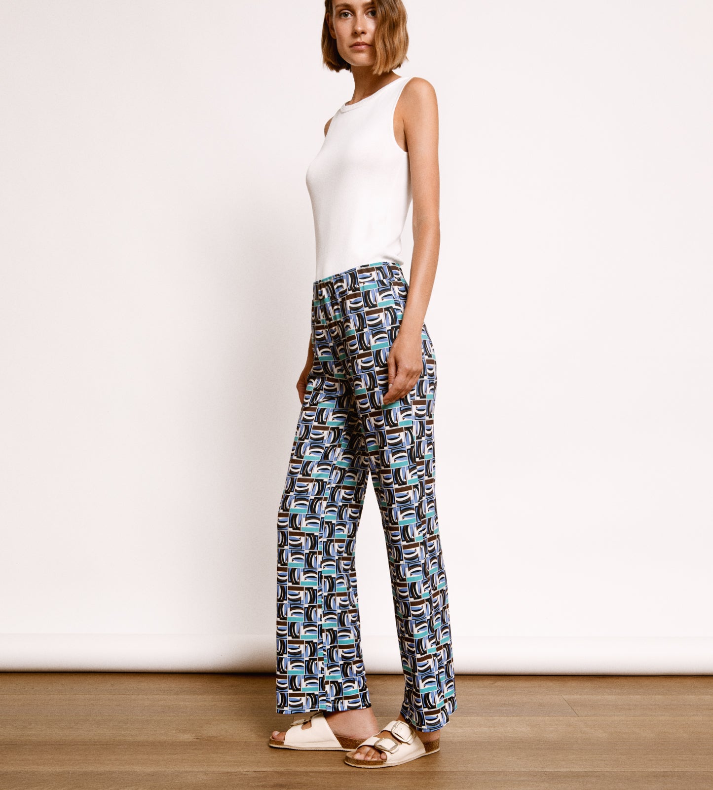 Printed elastic pants