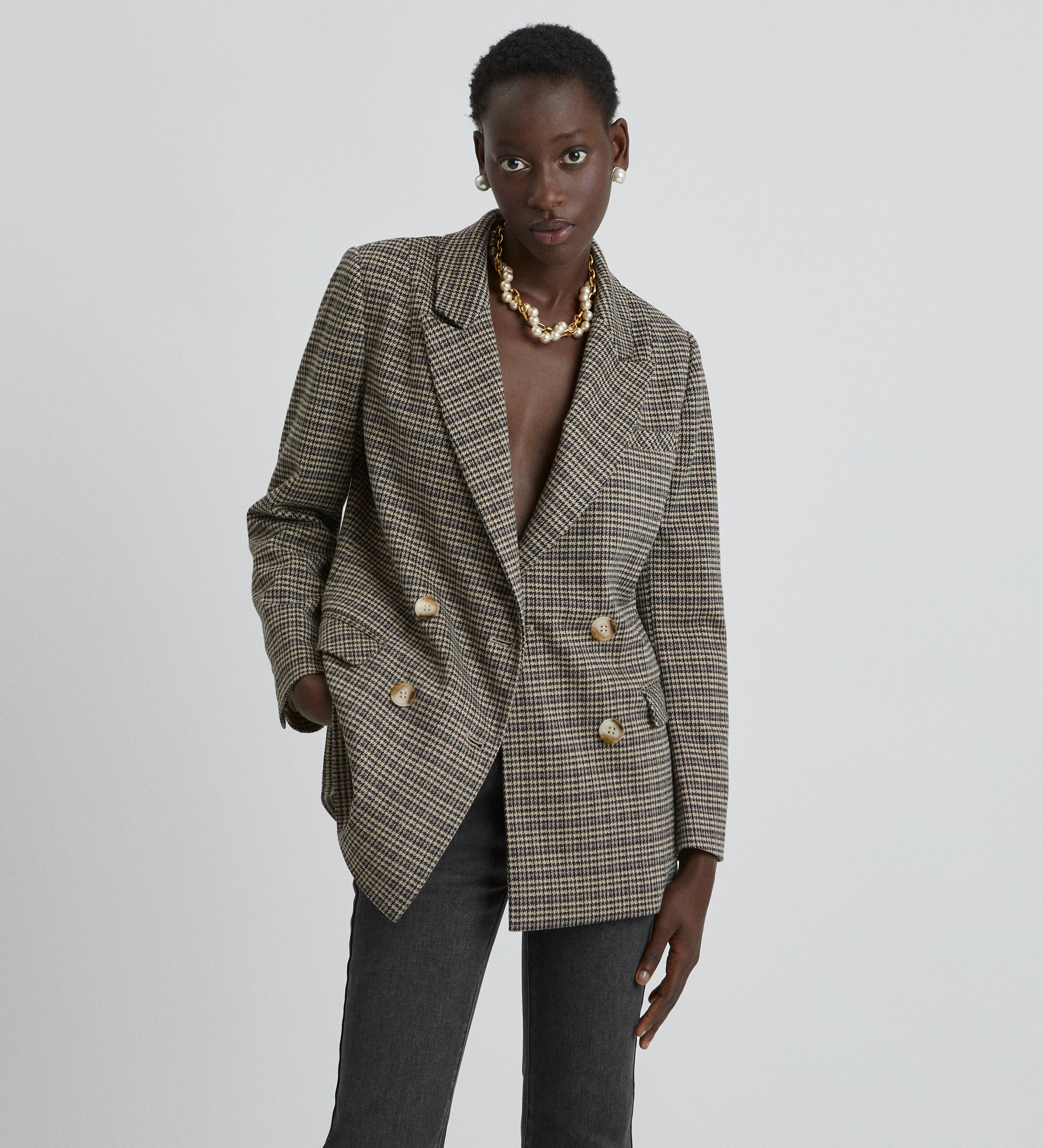 Checked double-breasted blazer