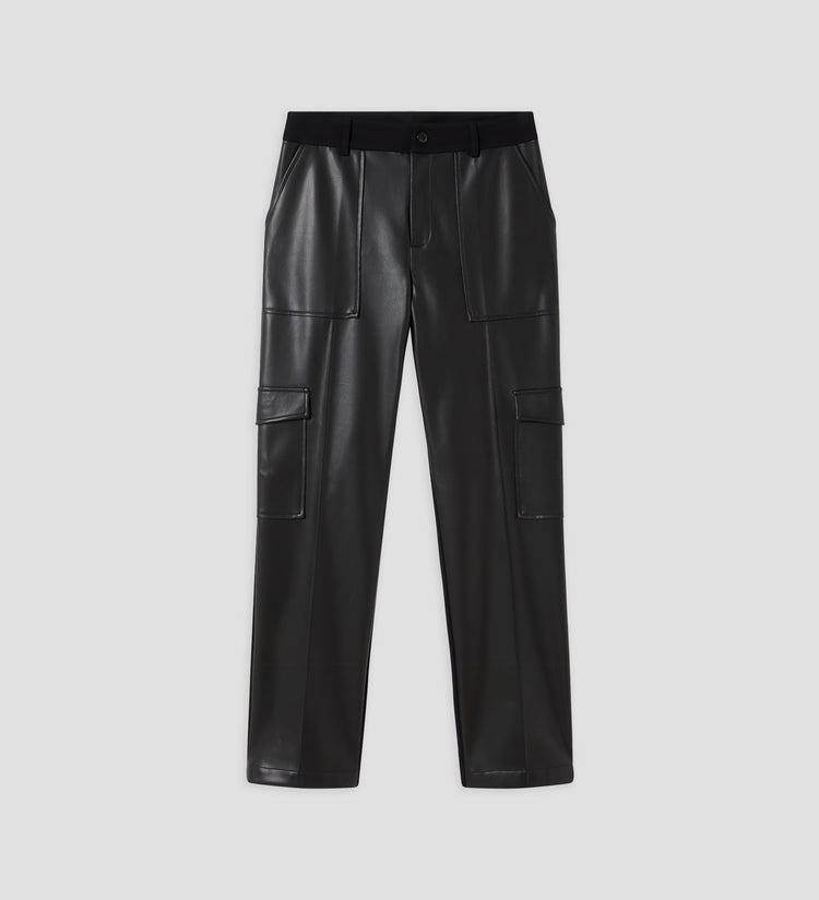 Faux leather cargo pants