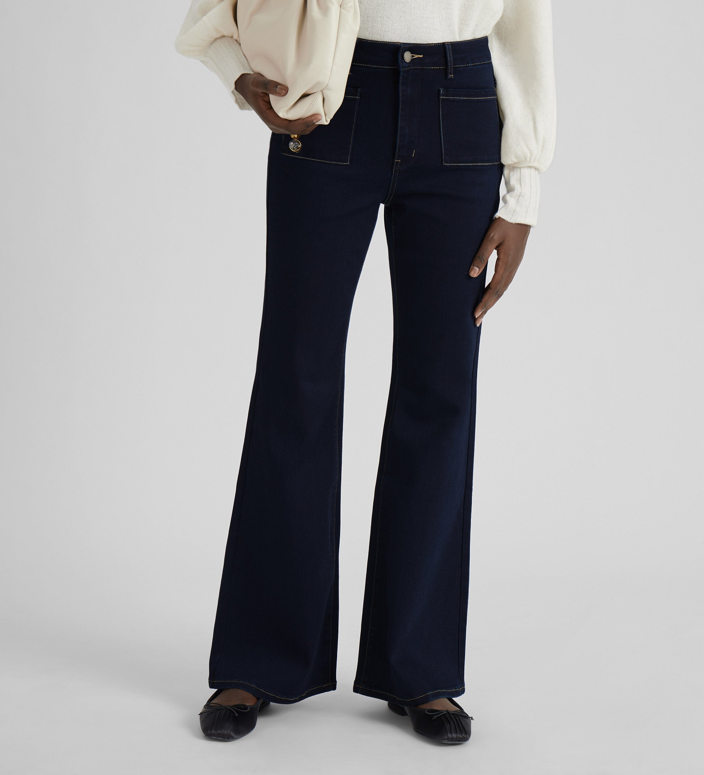 Denim trousers with patch pockets