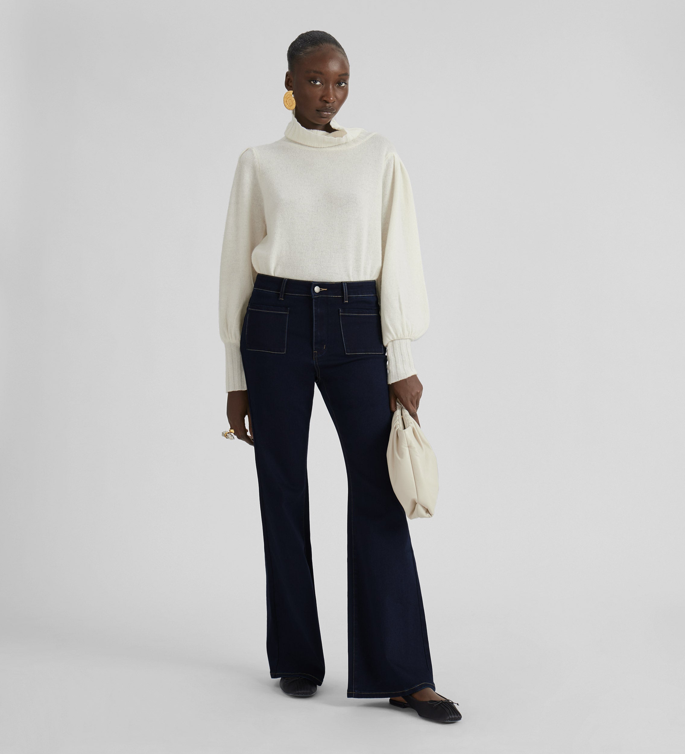 Denim trousers with patch pockets