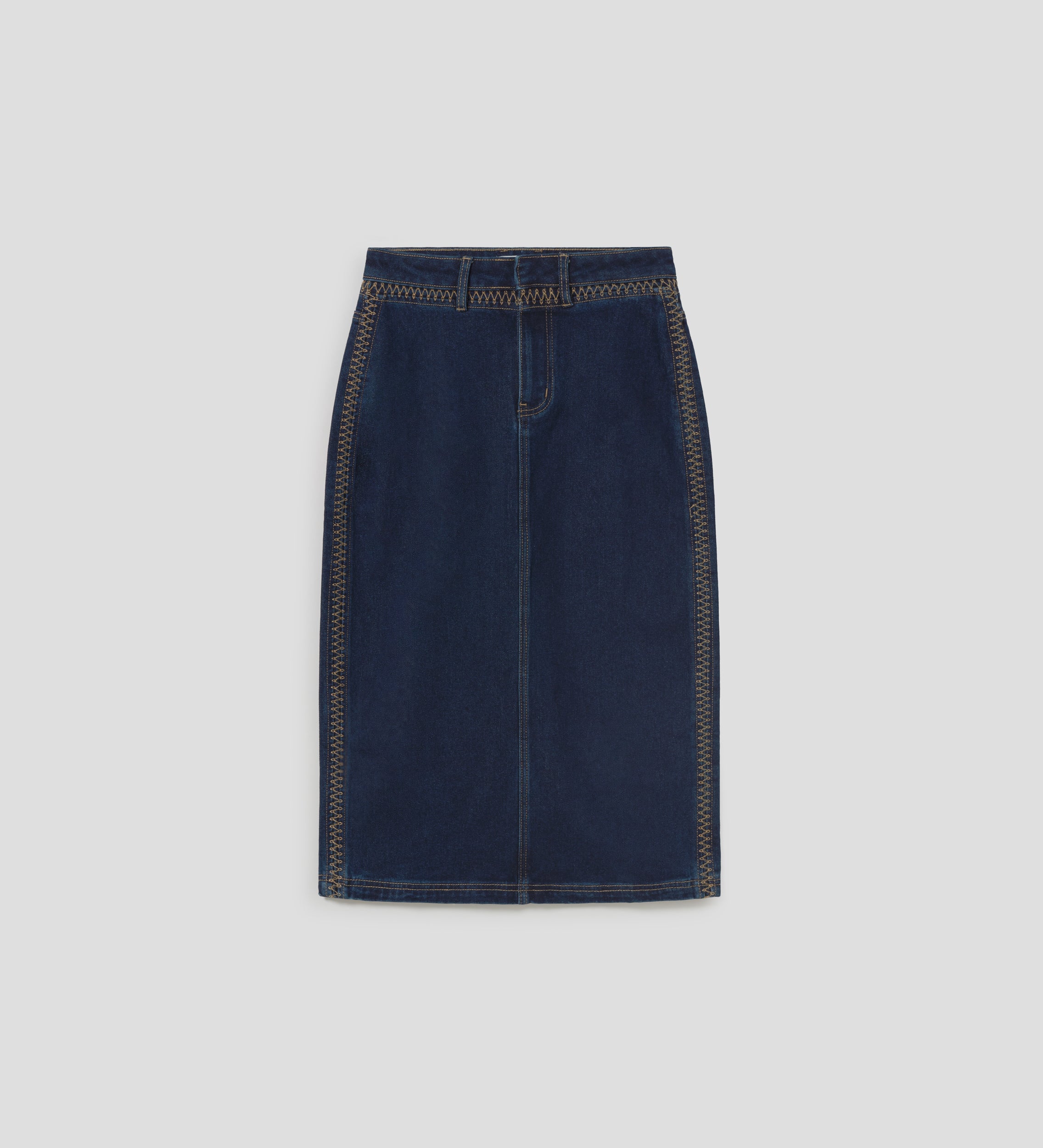 Embroidered denim skirt