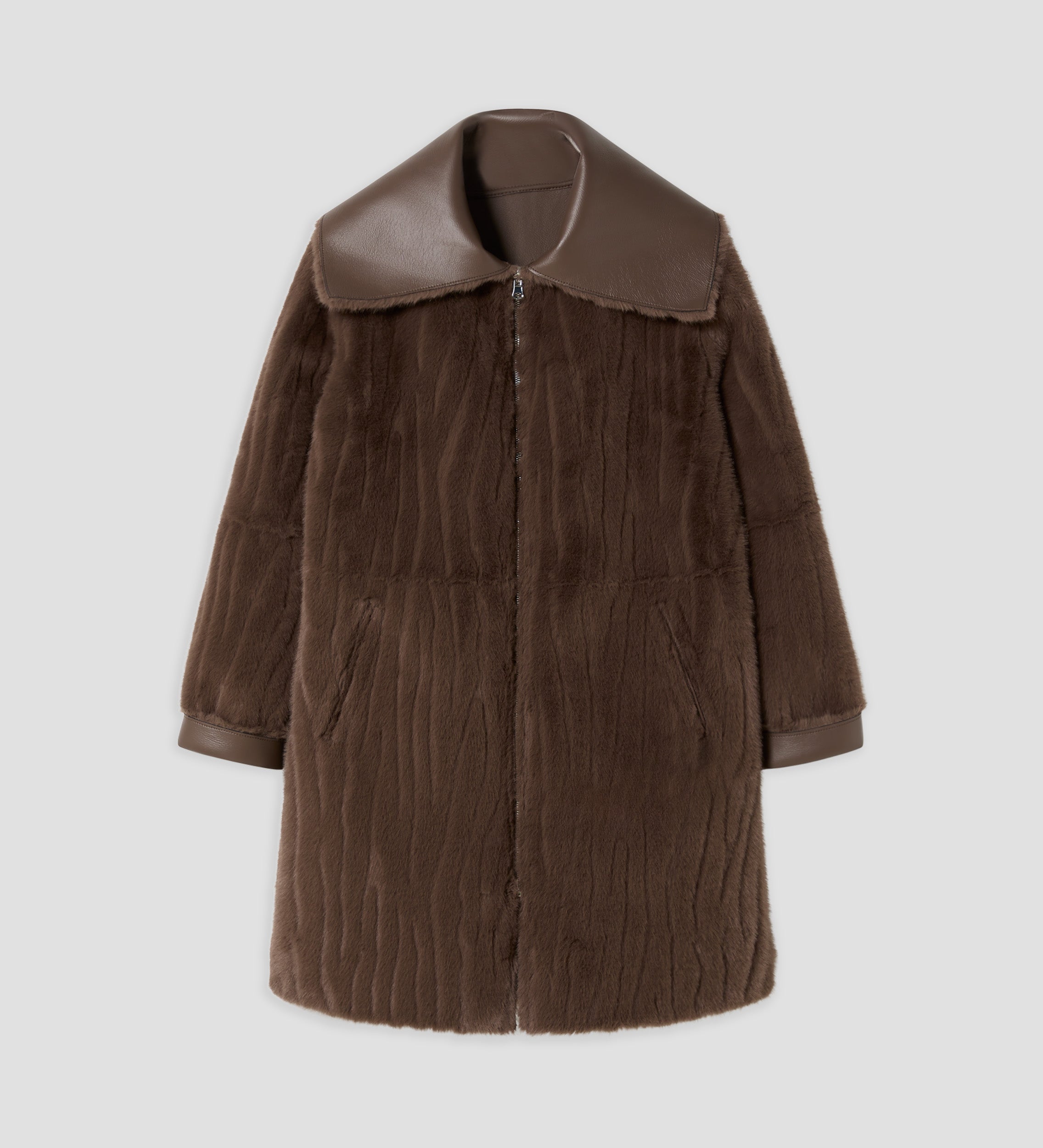 Reversible faux fur coat