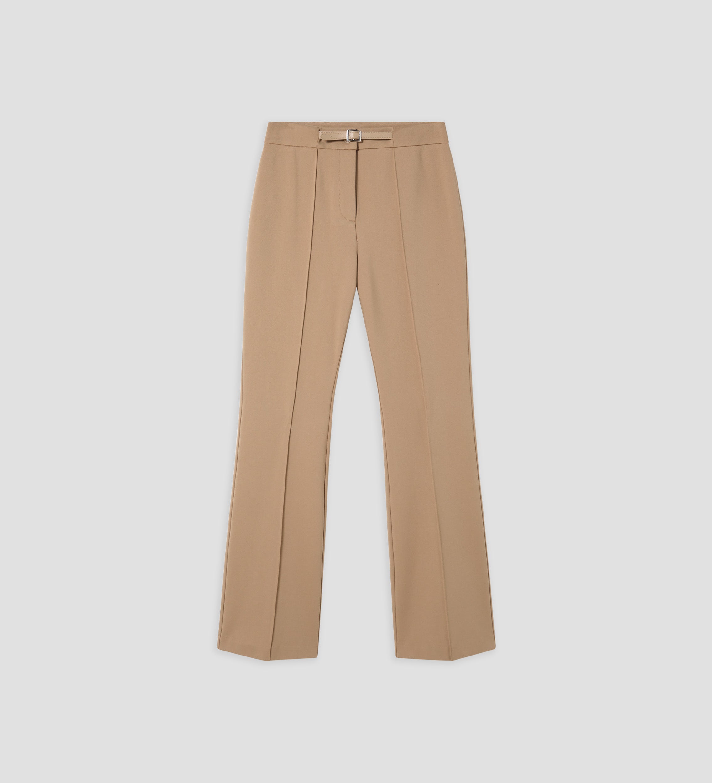 Elastic flared trousers with belt