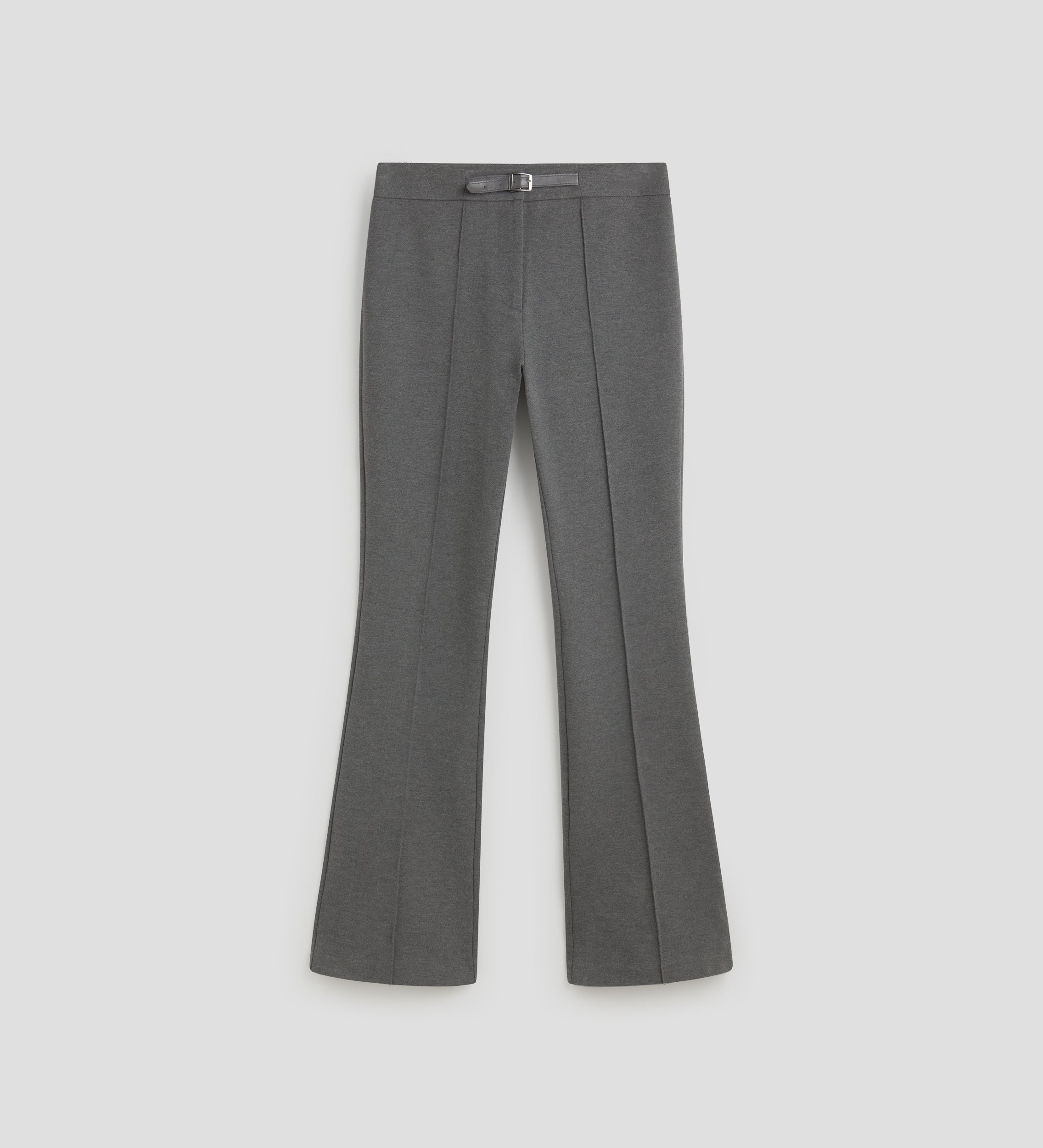 Elastic flared trousers with belt