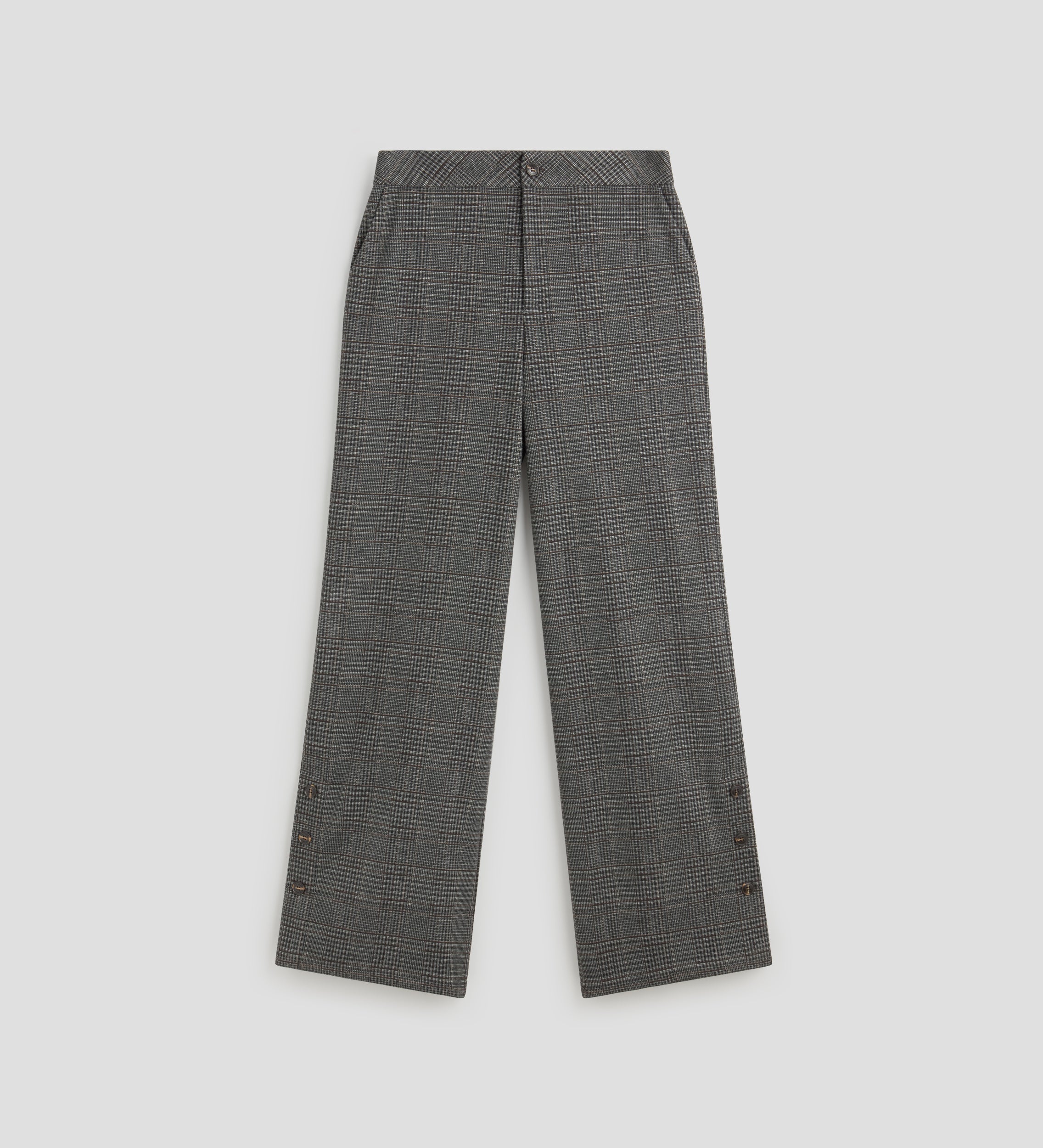 Wide-leg checked trousers