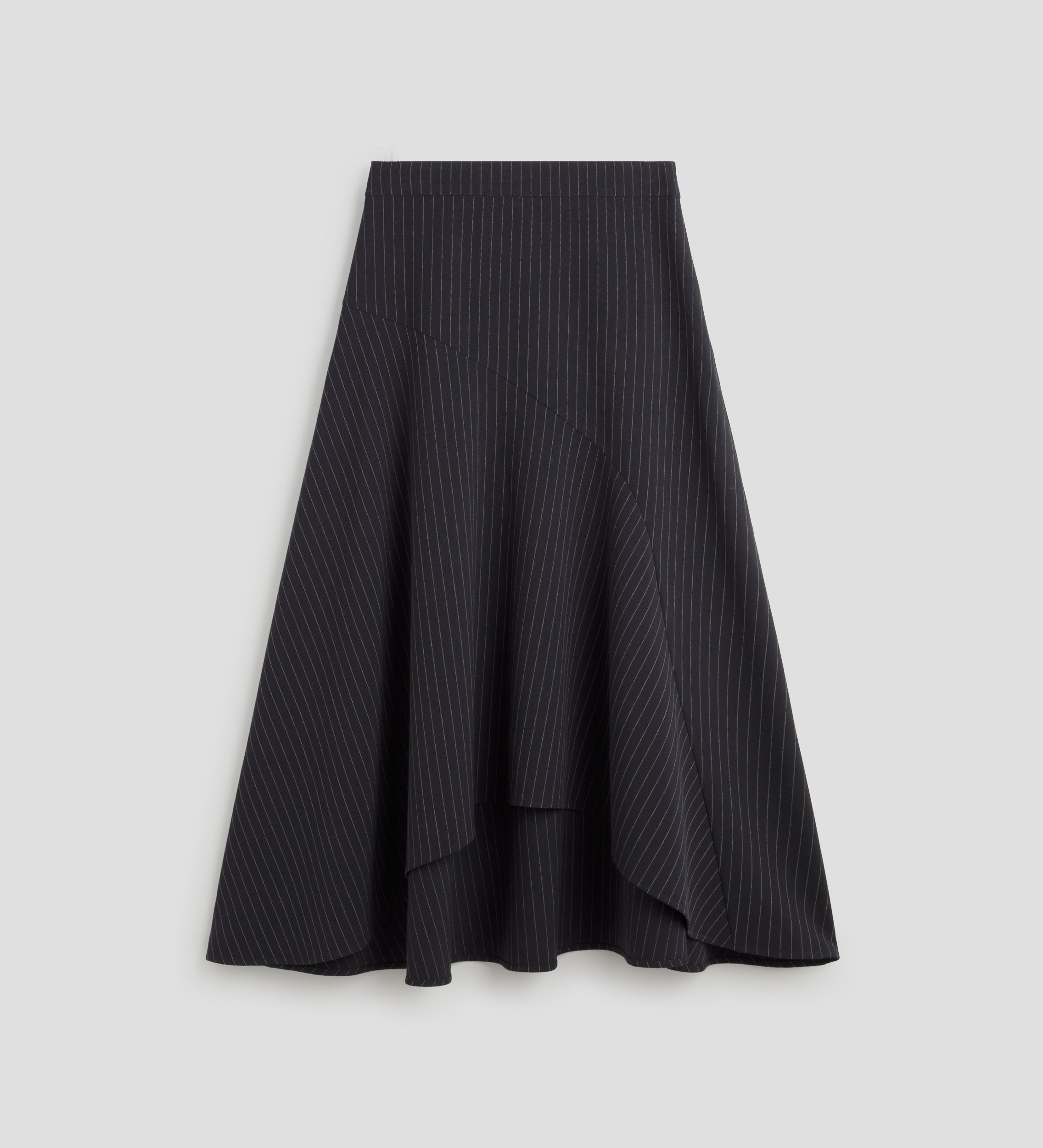 Asymmetric pinstripe skirt