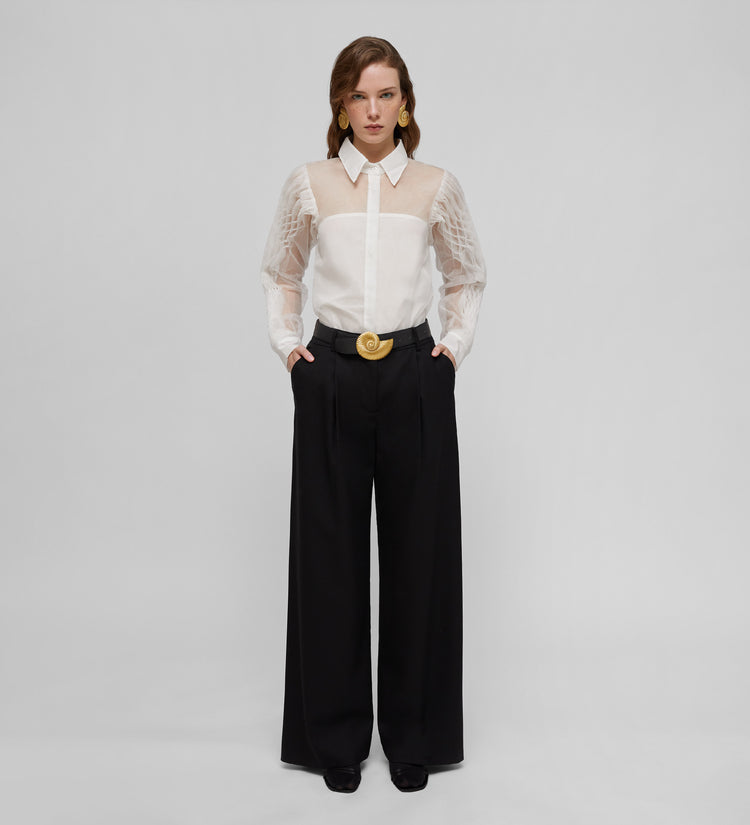 Blouse en organza maille smockée