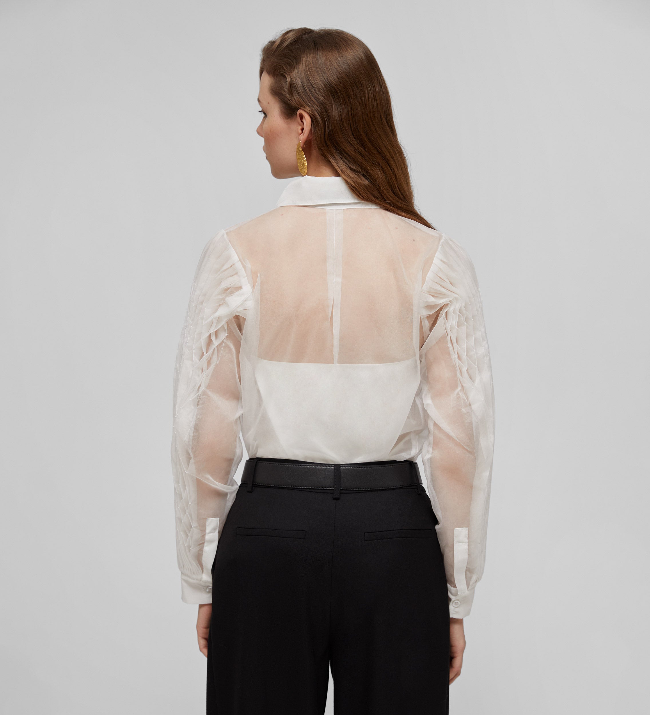 Blouse en organza maille smockée