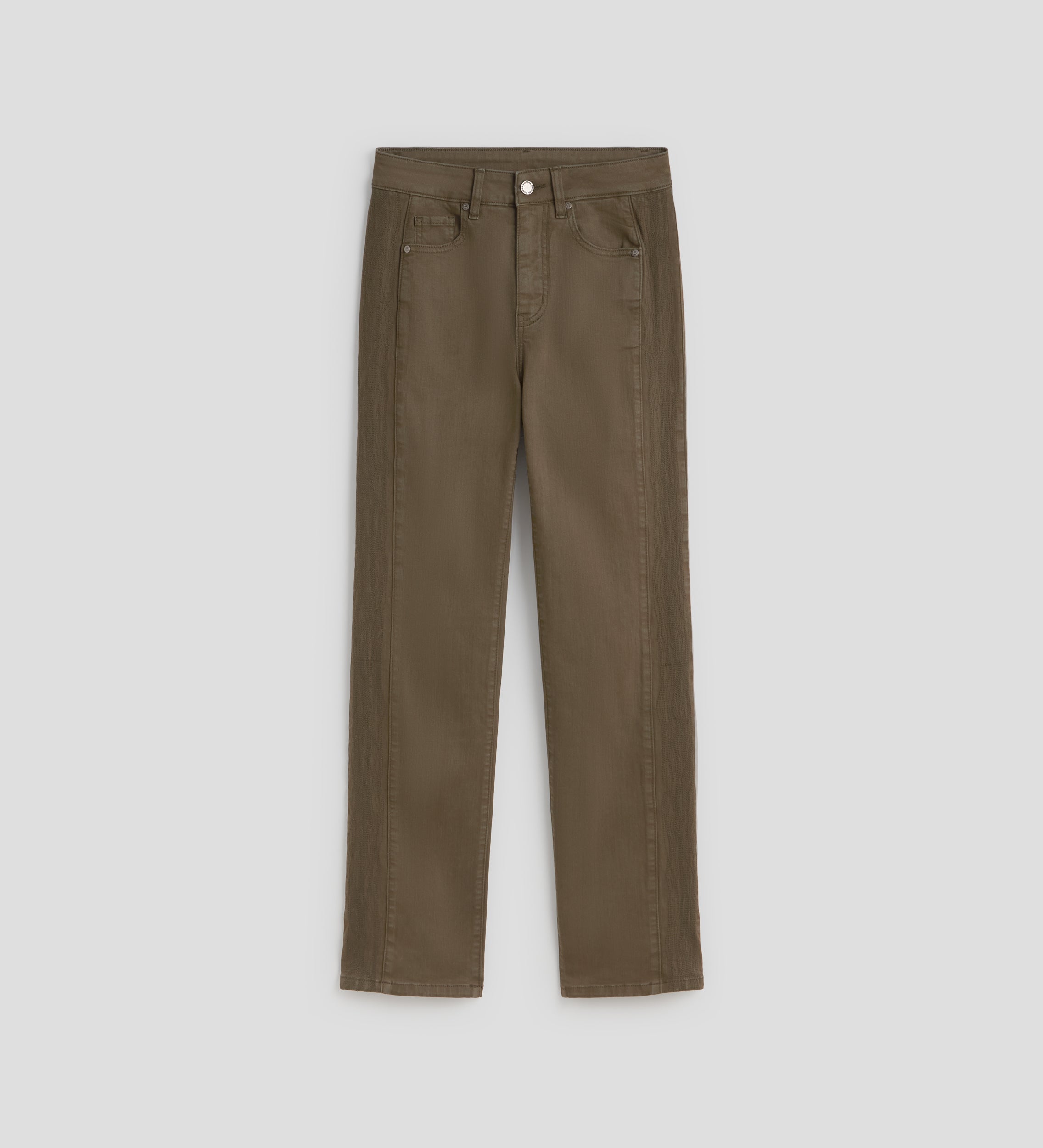Pantalon slim broderie latérale