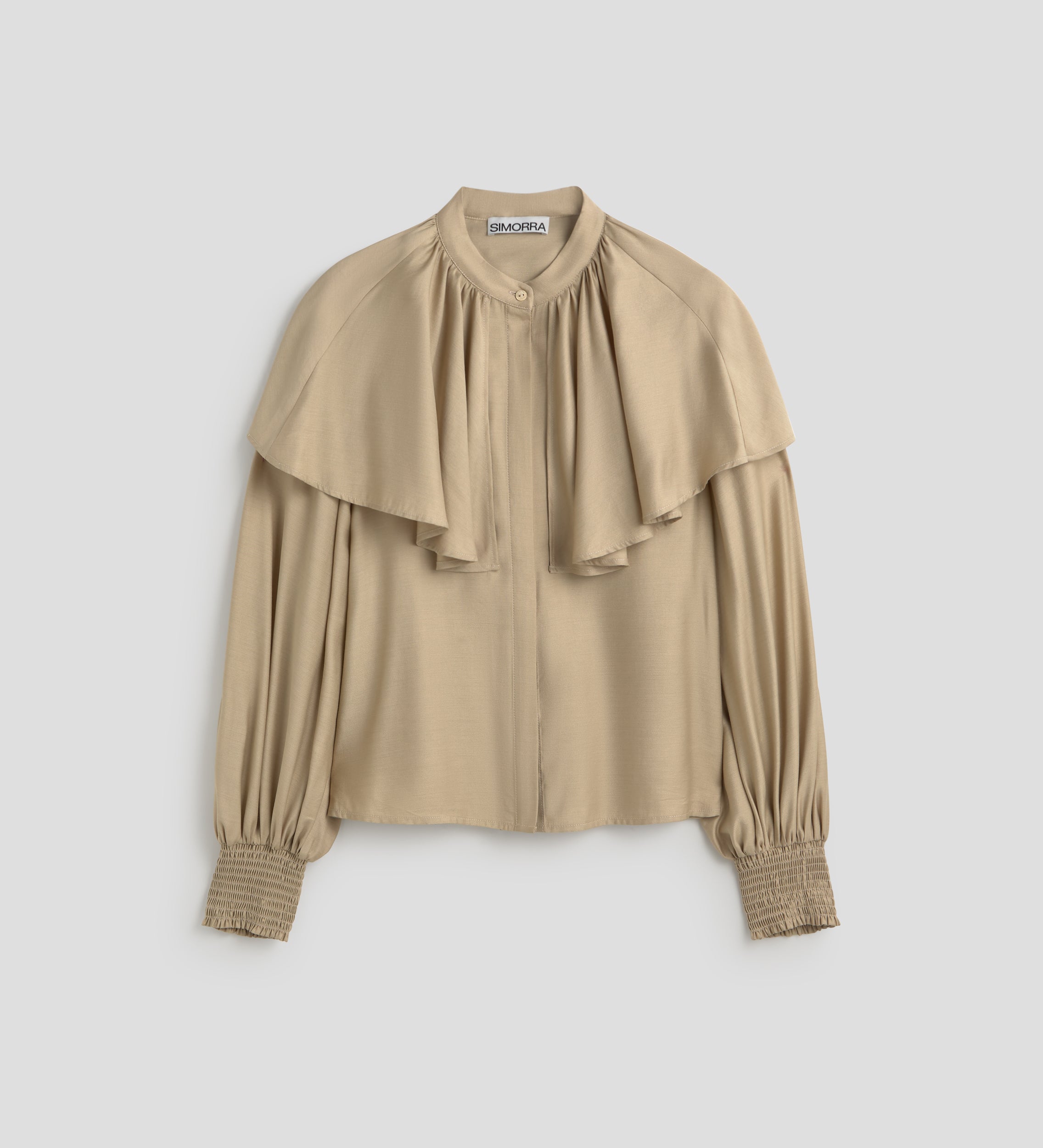 Puff sleeve cape blouse