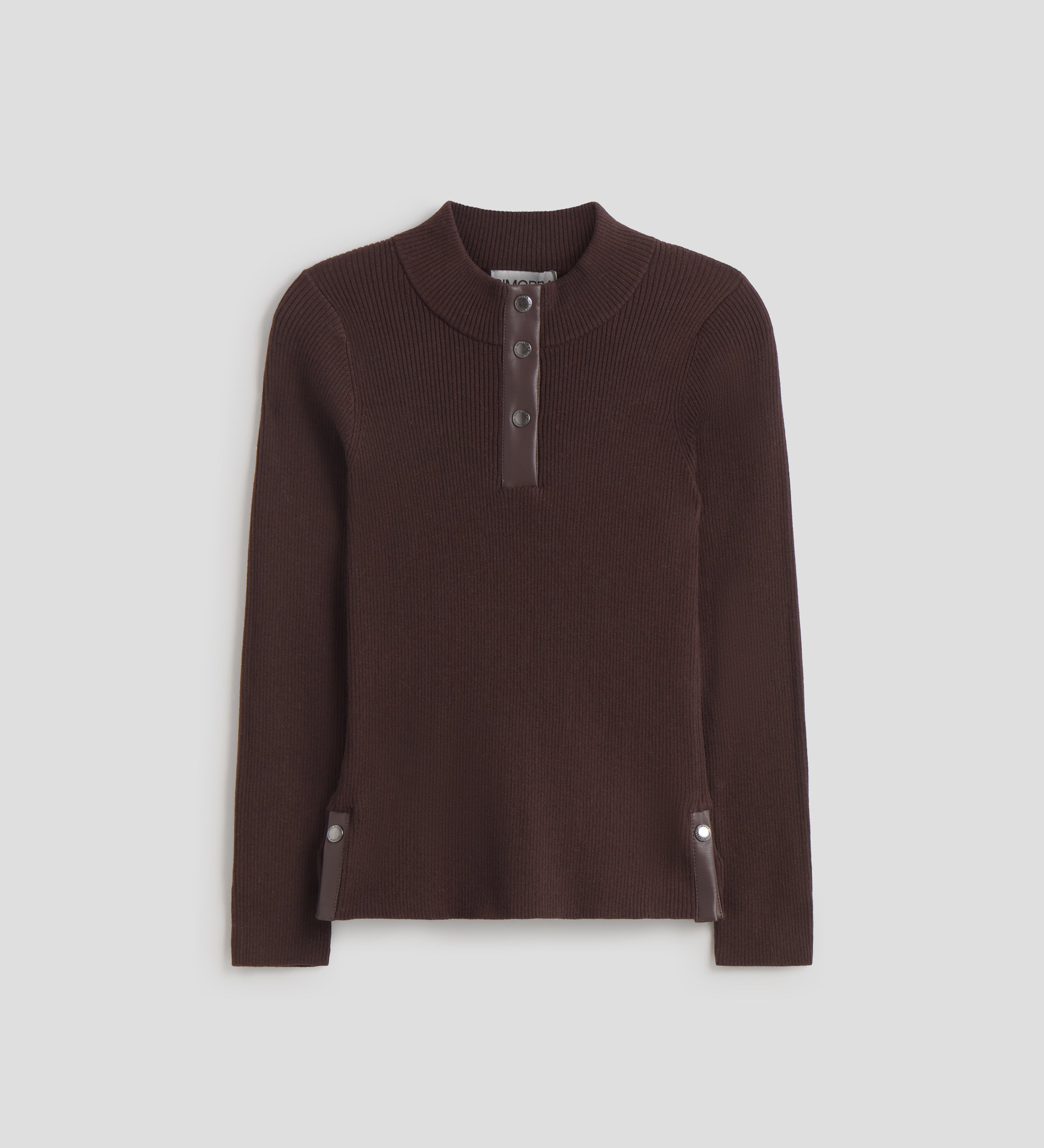 Pull côtelé détails cuir
