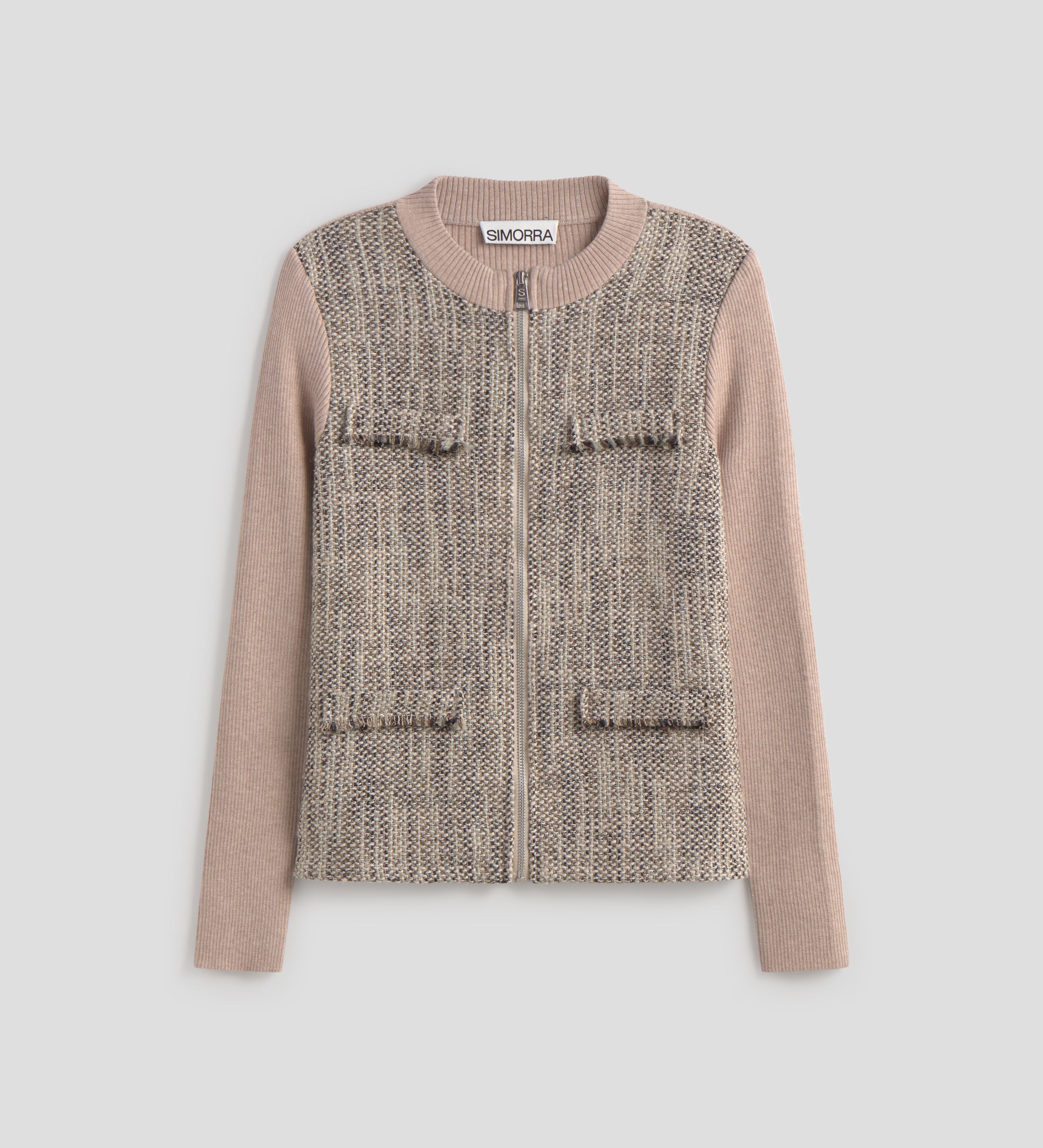 Chaqueta de punto bimateria