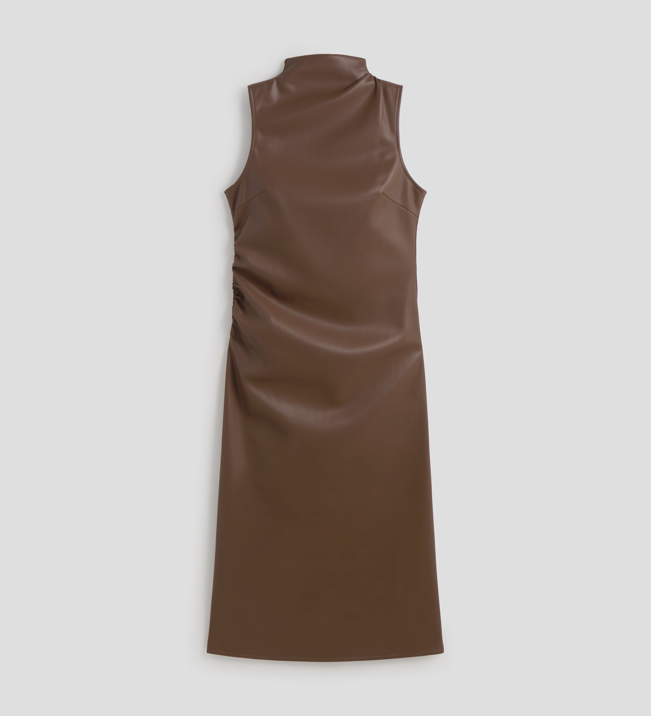 Vestido drapeado ecopiel