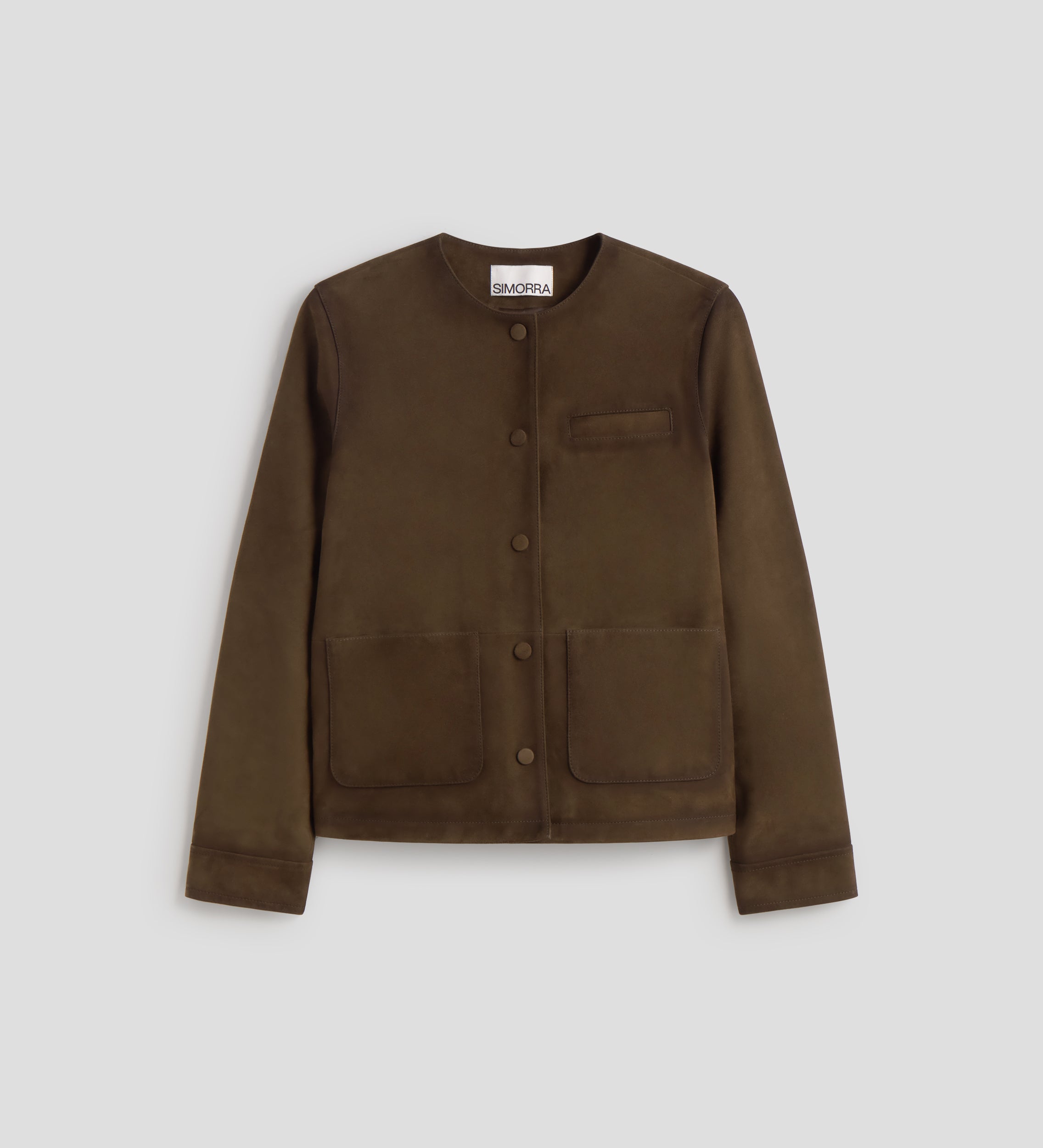 Veste en daim à col rond