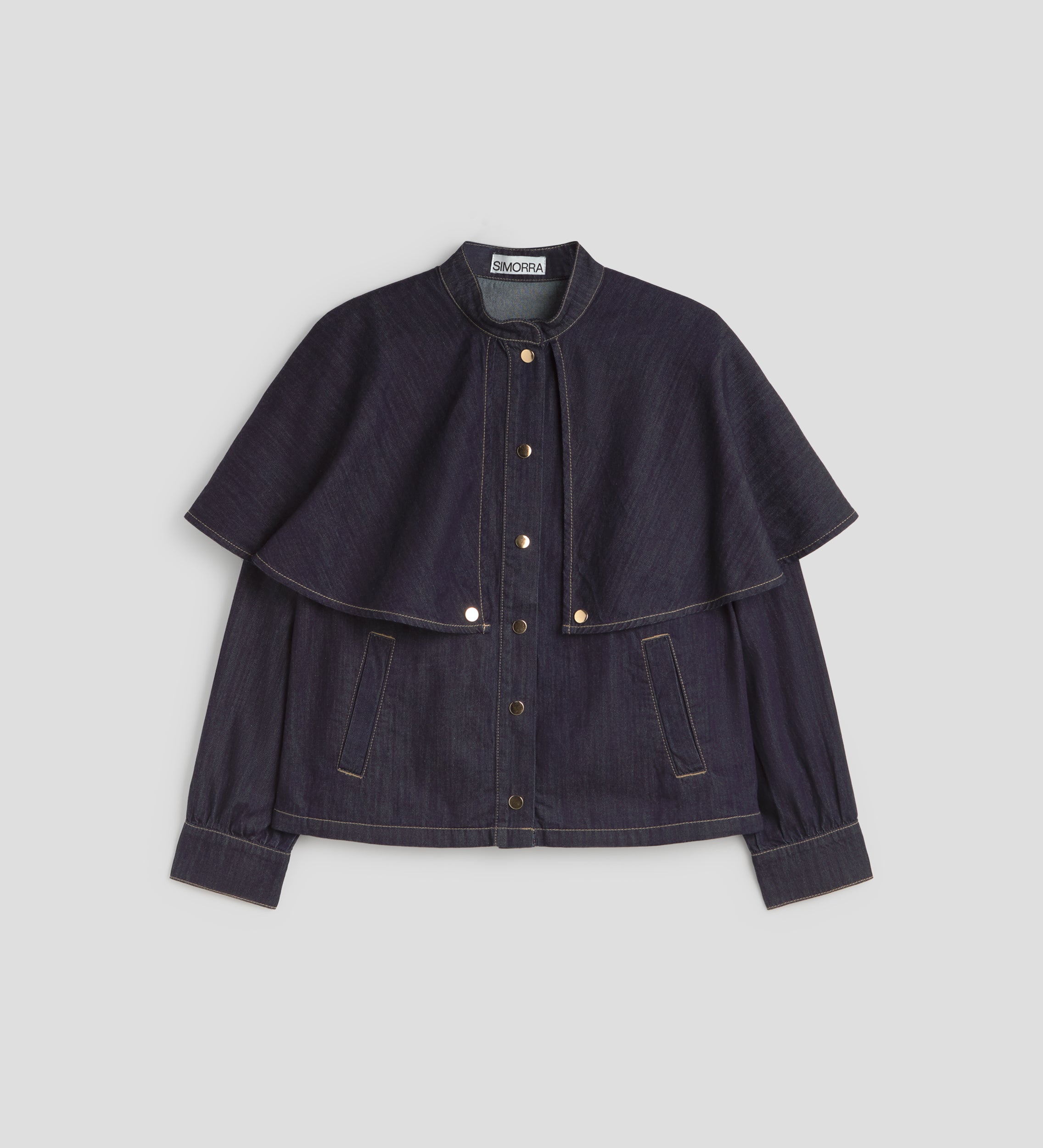 Denim cape blouse