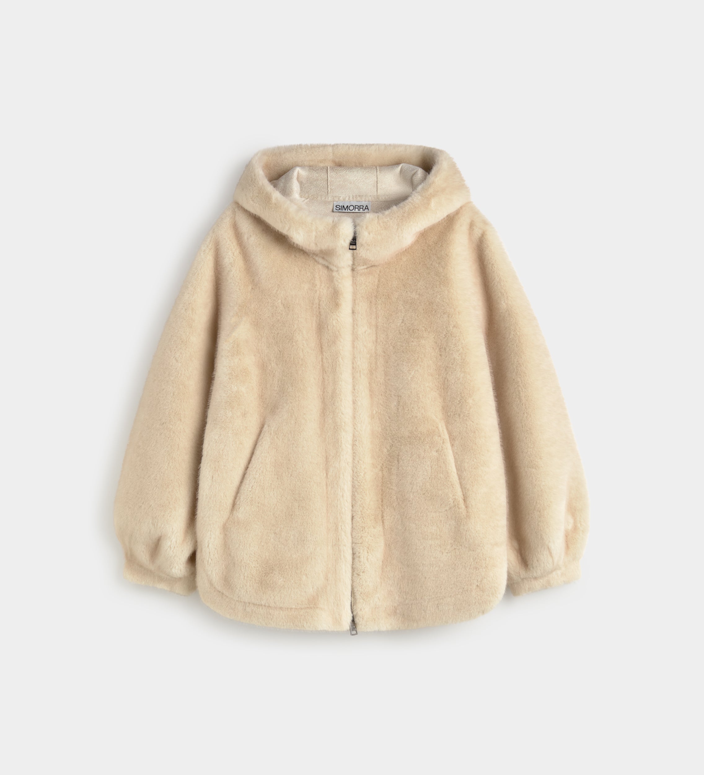Faux-fur effect long jacket