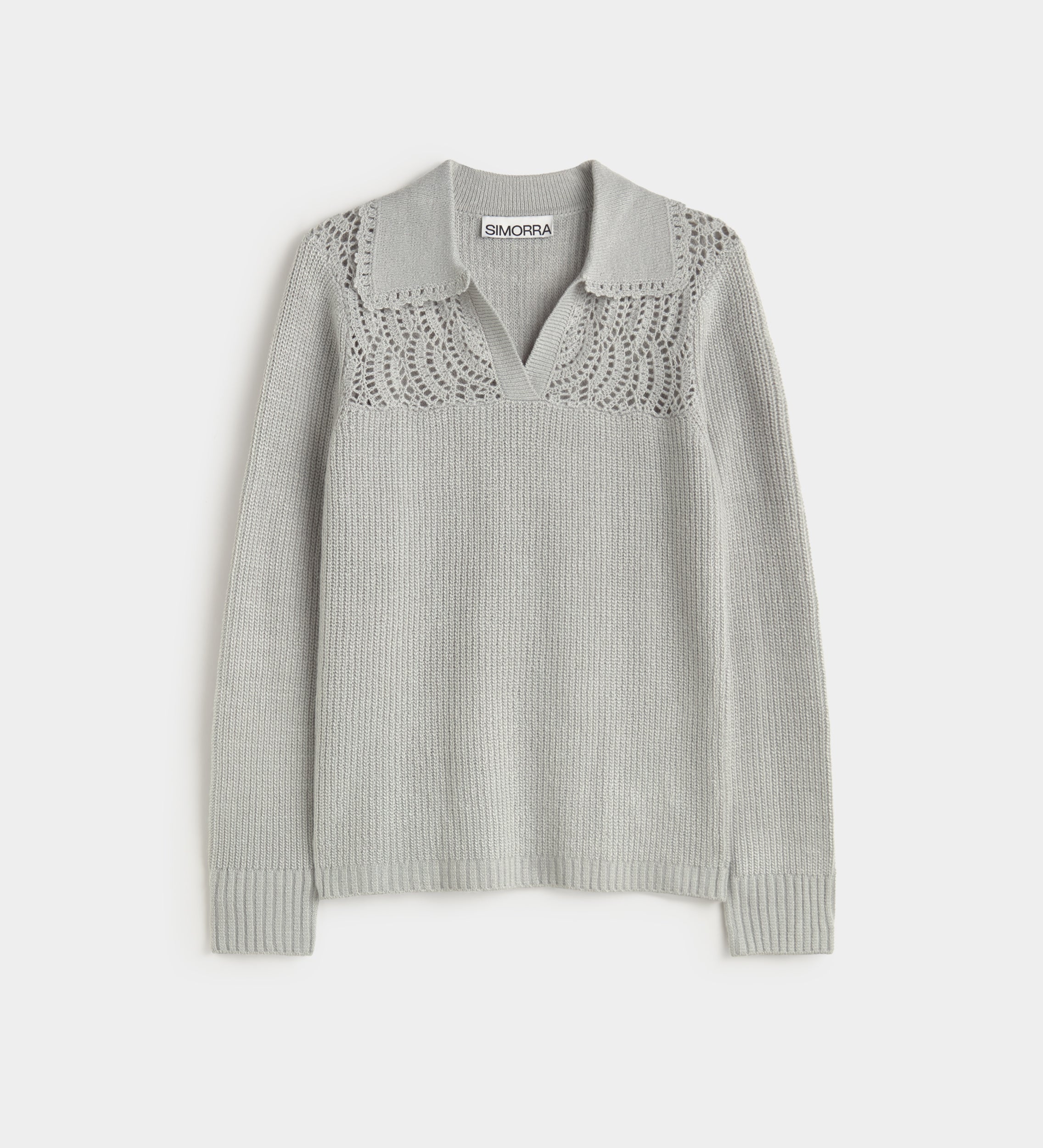 Polo sweater with openwork detail