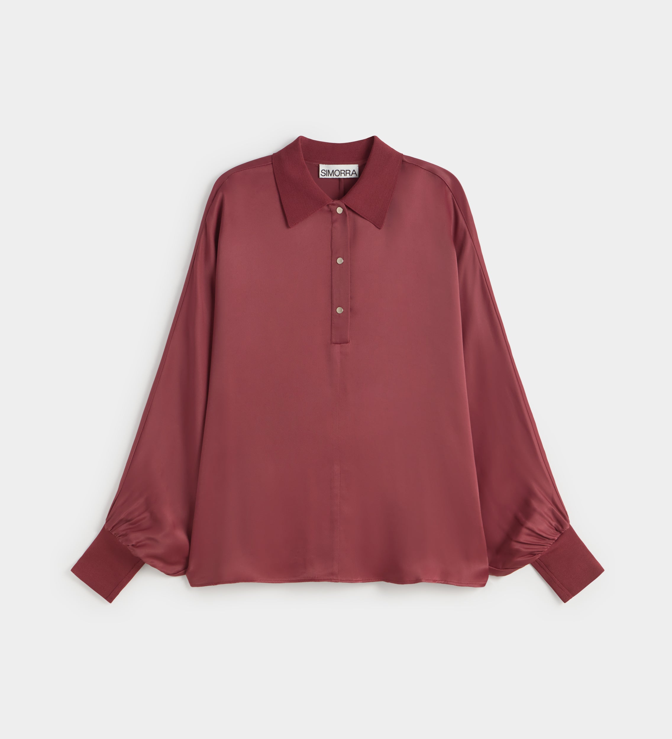 Satin blouse with batwing sleeve