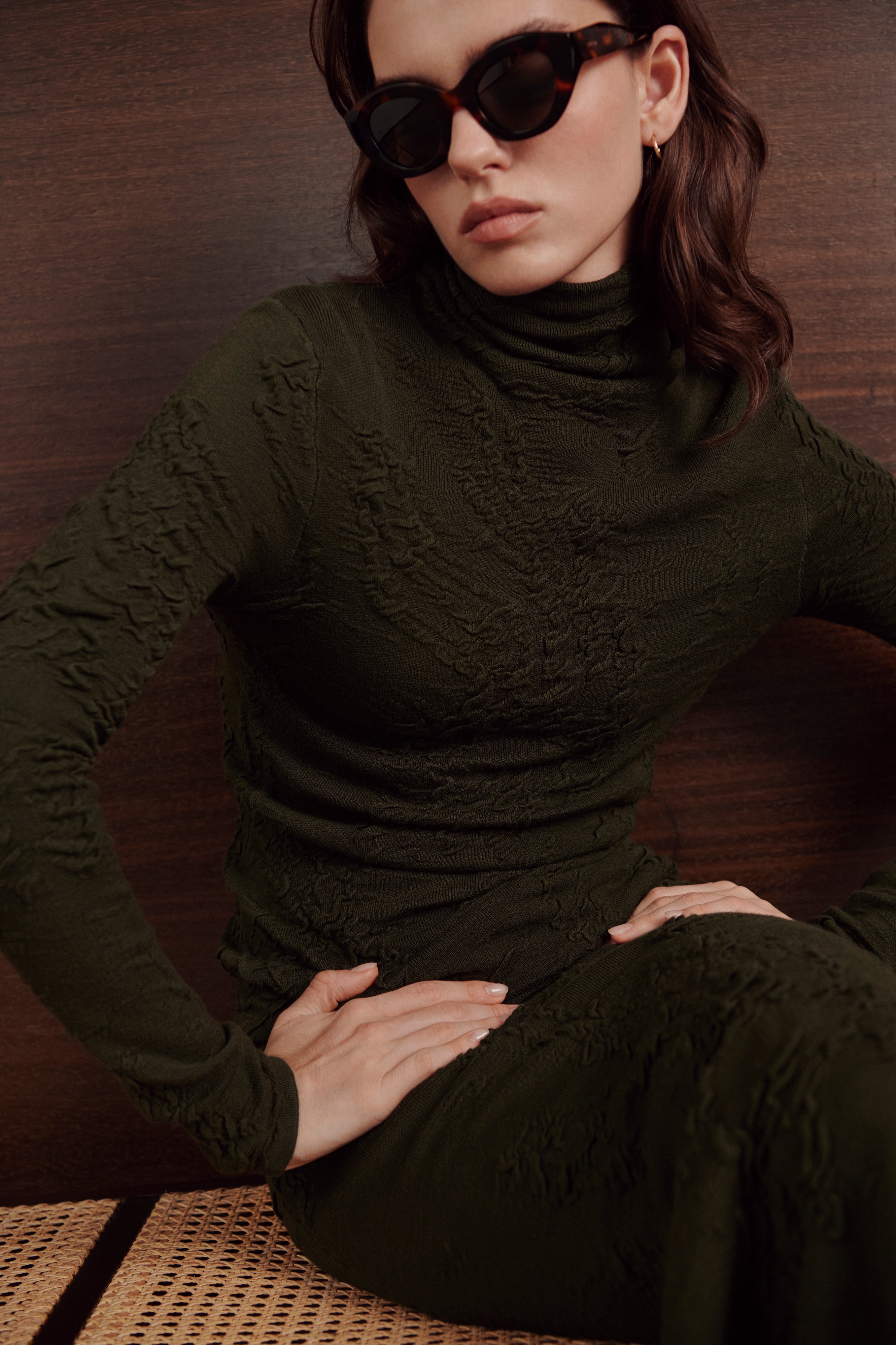 Jersey cuello alto textura