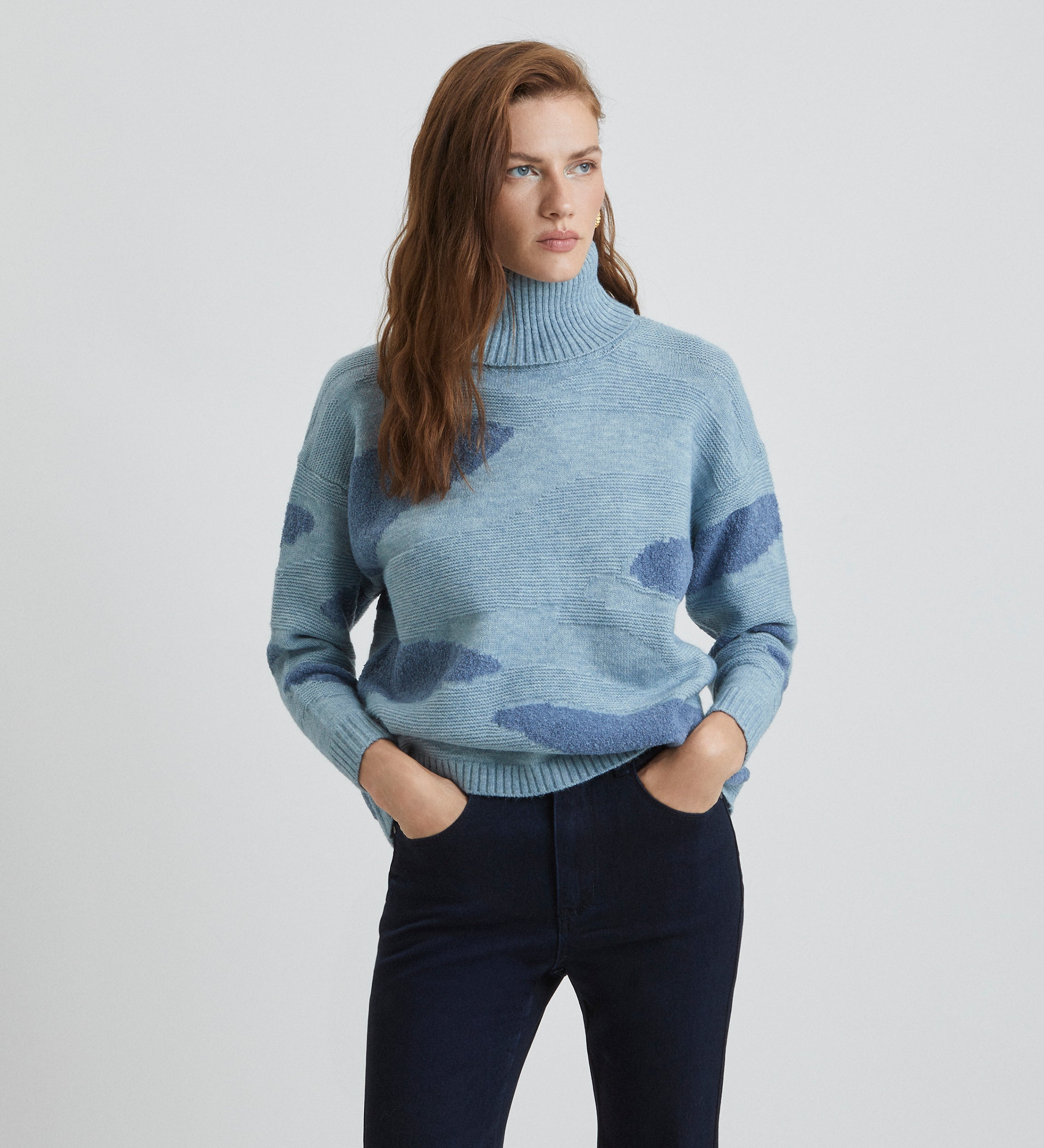 Jacquard turtleneck sweater