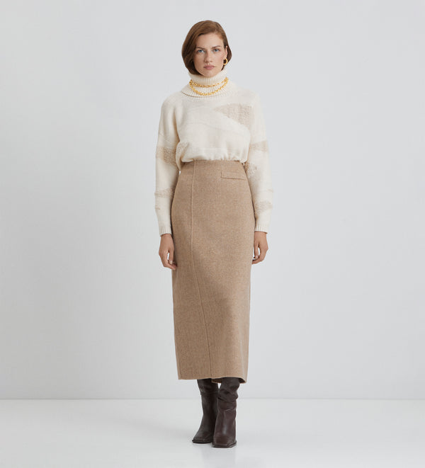 Midi wool tube skirt