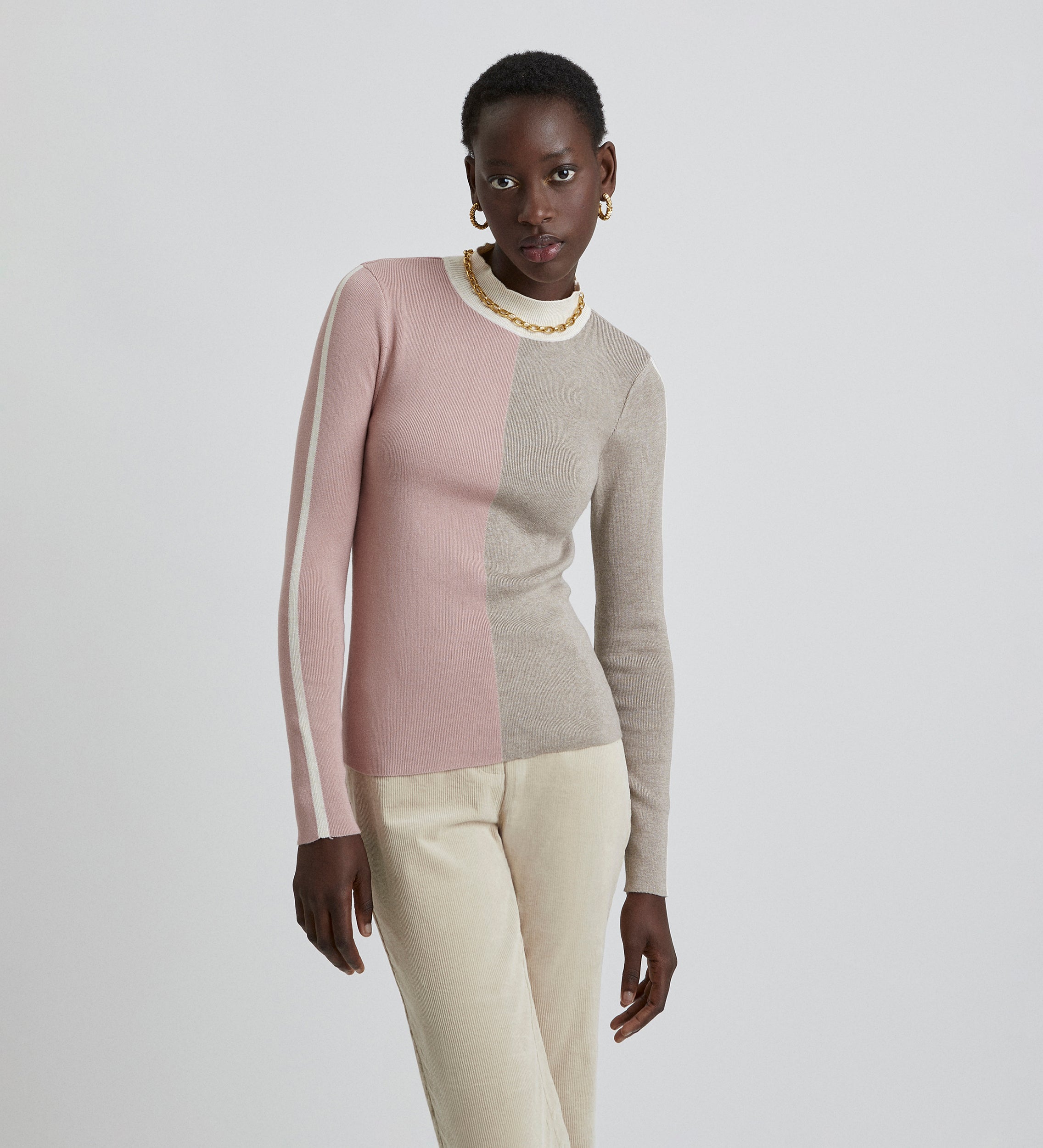 Tricolor ribbed sweater
