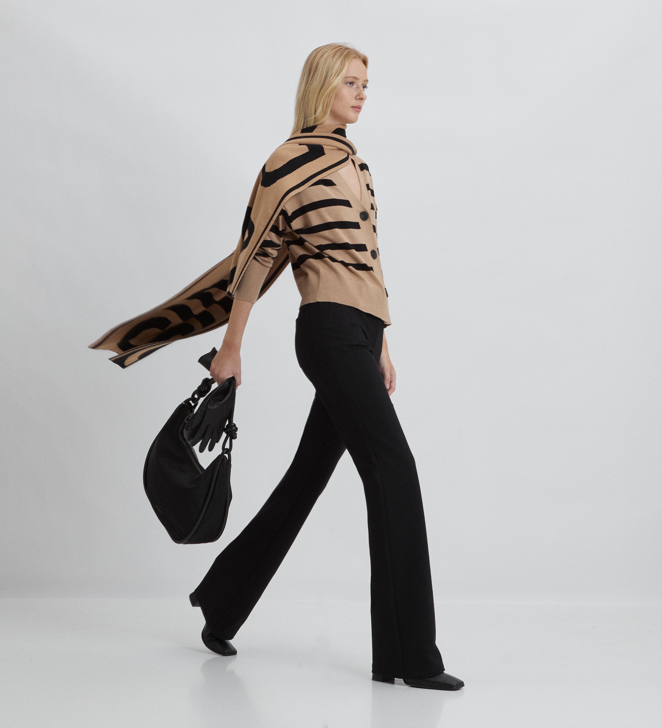 Cardigan rayas escote pico