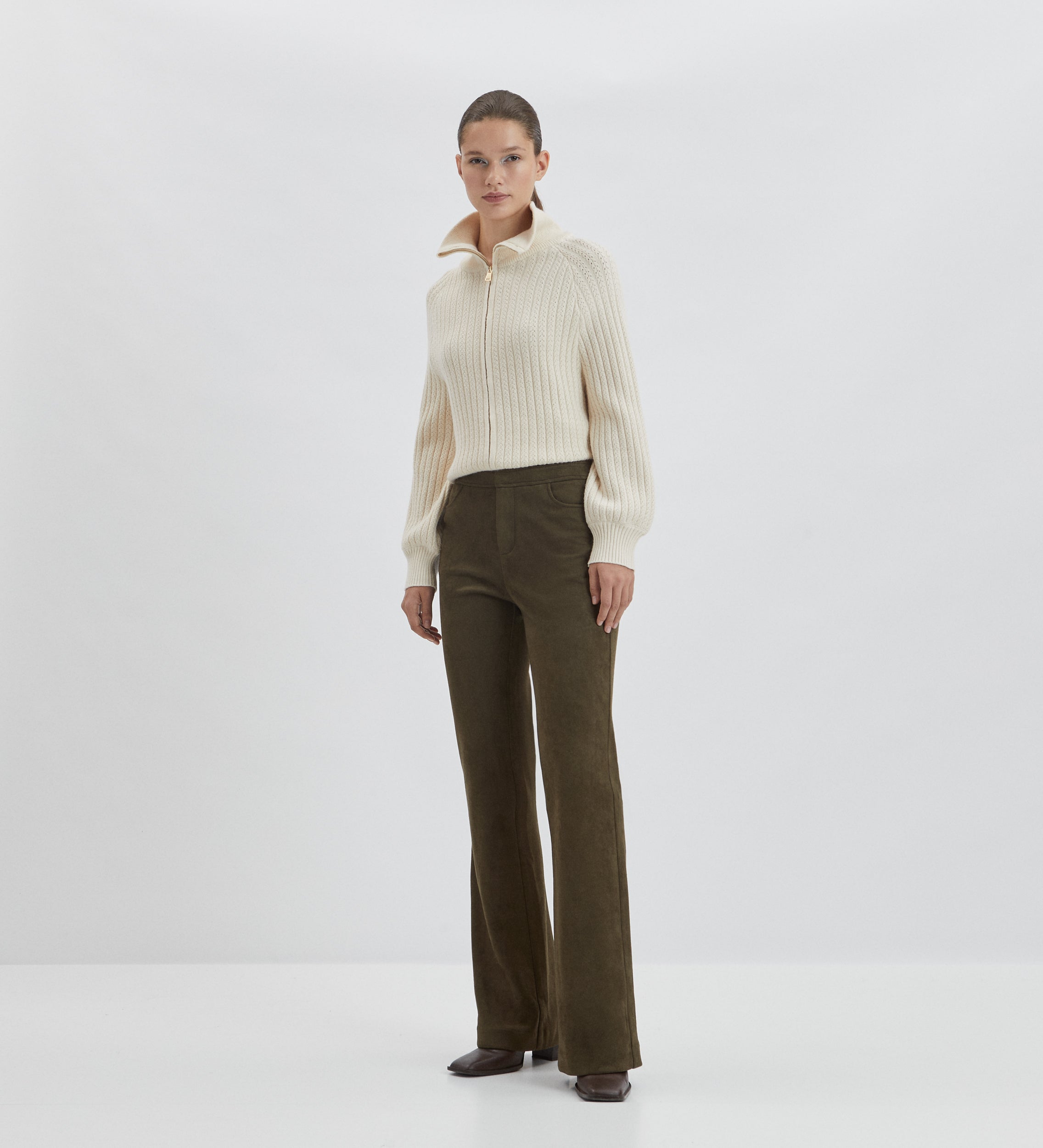 Flared suede trousers
