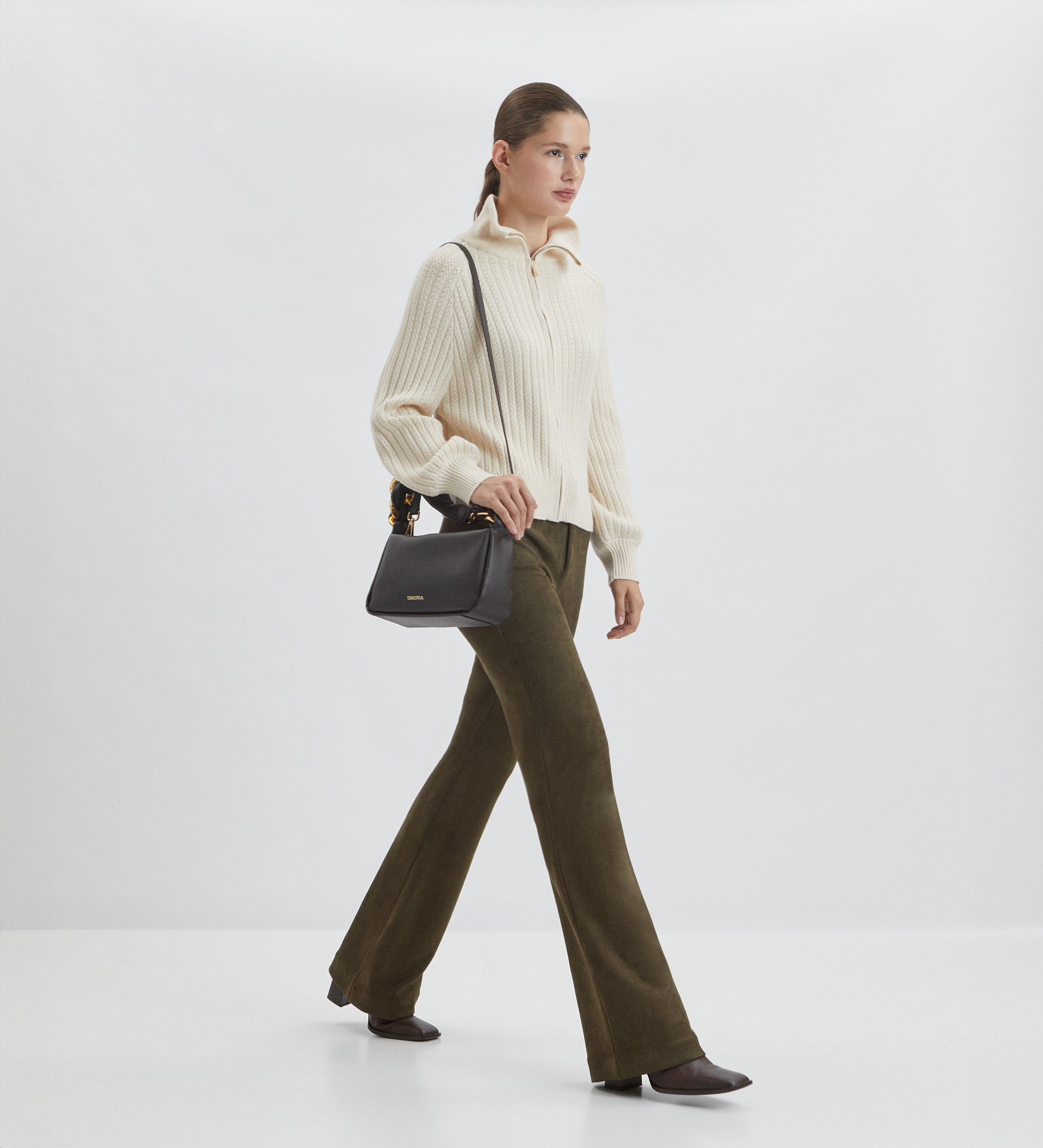 Flared suede trousers