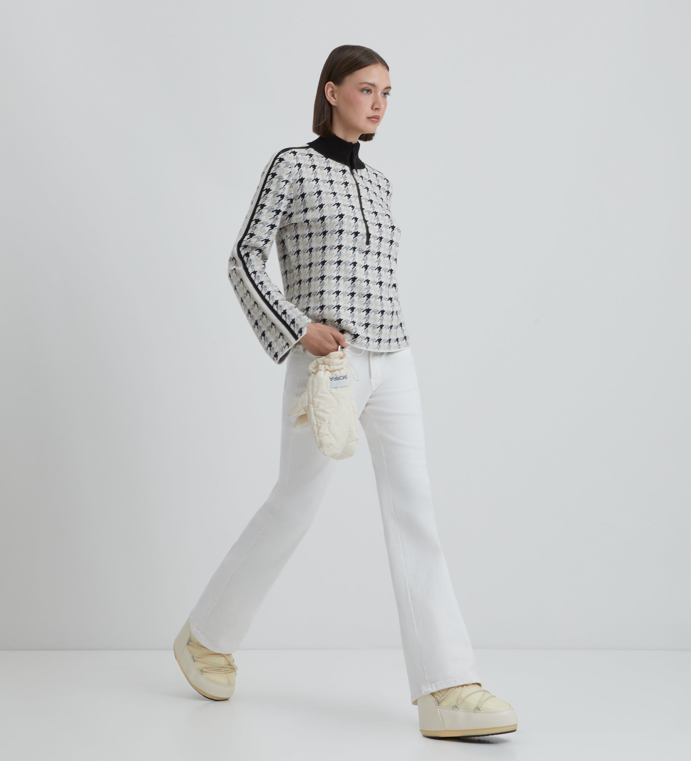 Houndstooth jacquard sweater