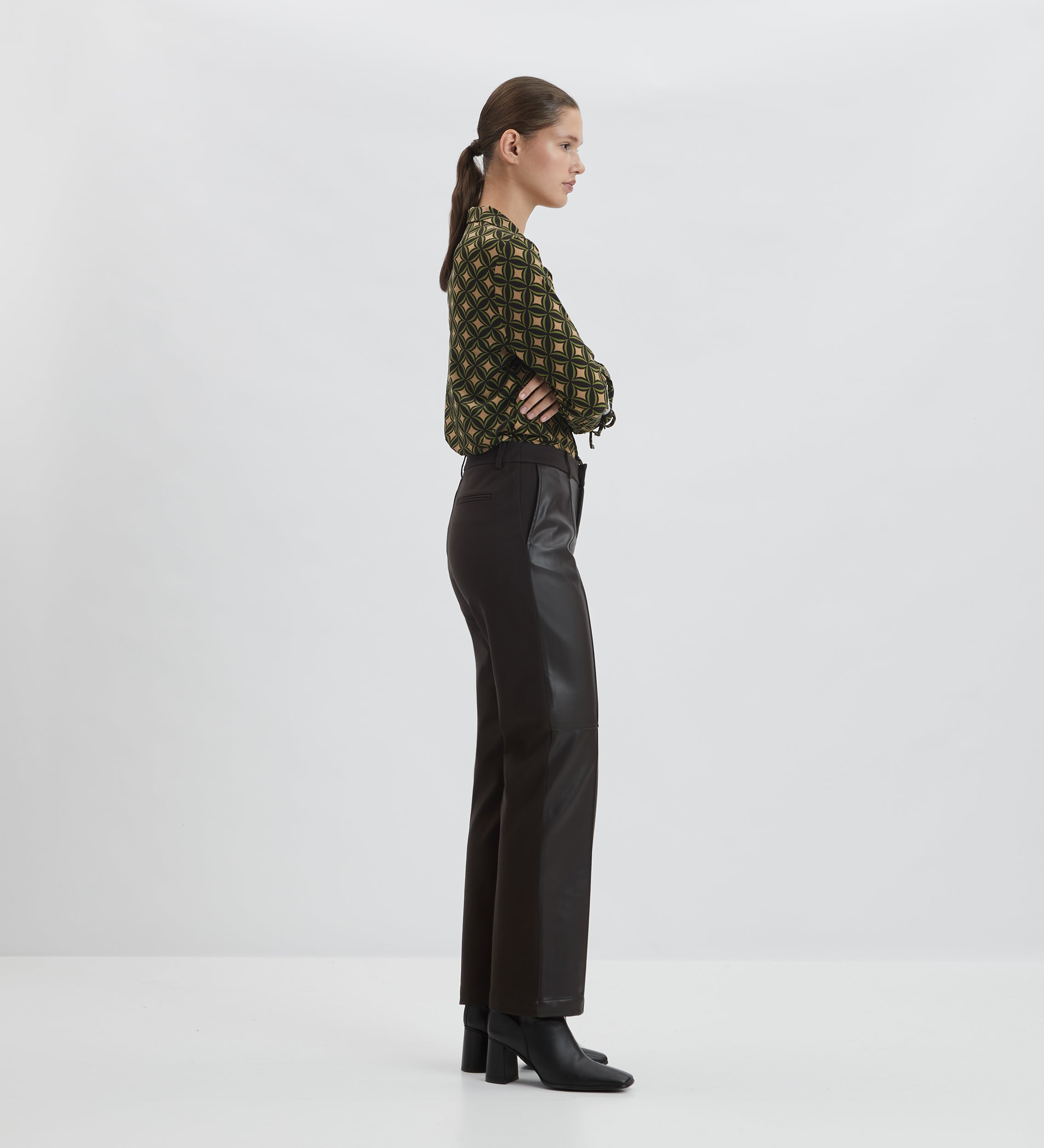 Straight eco-leather pants