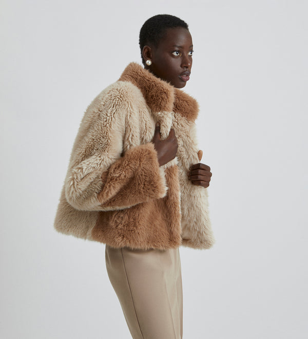 Two-tone faux fur jacket