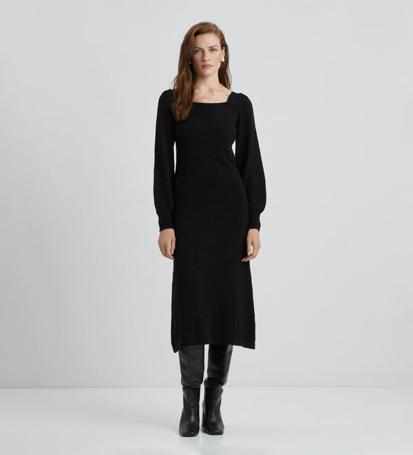 Knitted dress with square neckline